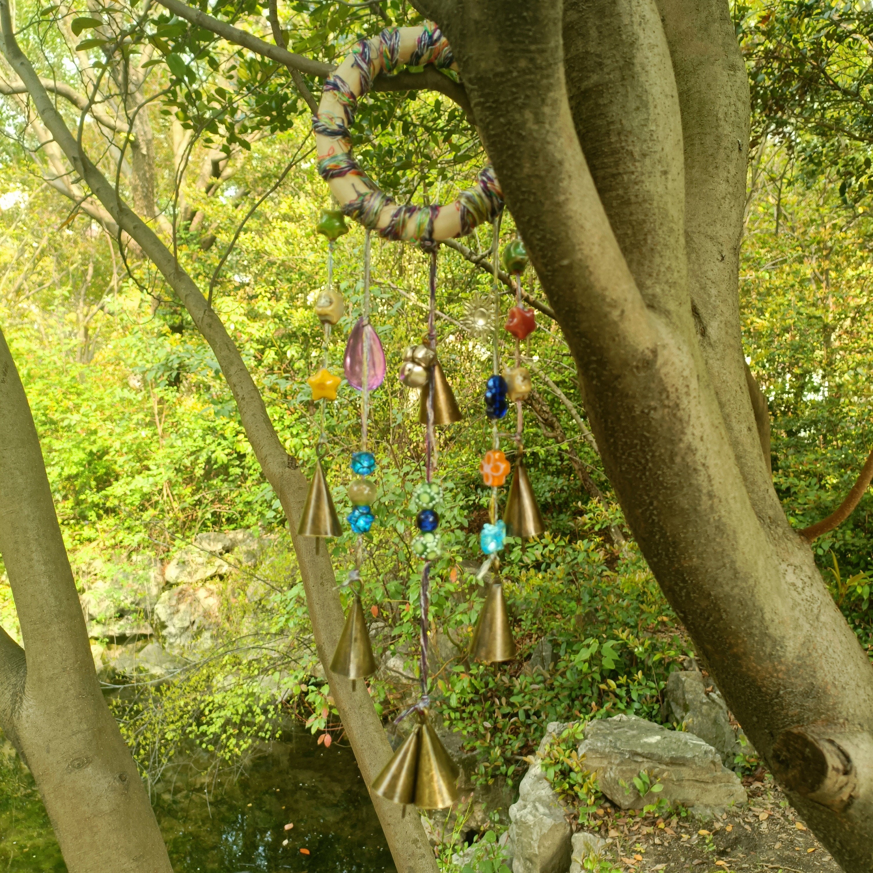 Log Witch Bells, Hanging Bells for Door, Witch Bells with Colorful Hemp Ropes, Witchy Decor for Home, Wiccan Decorations, Witch Gifts