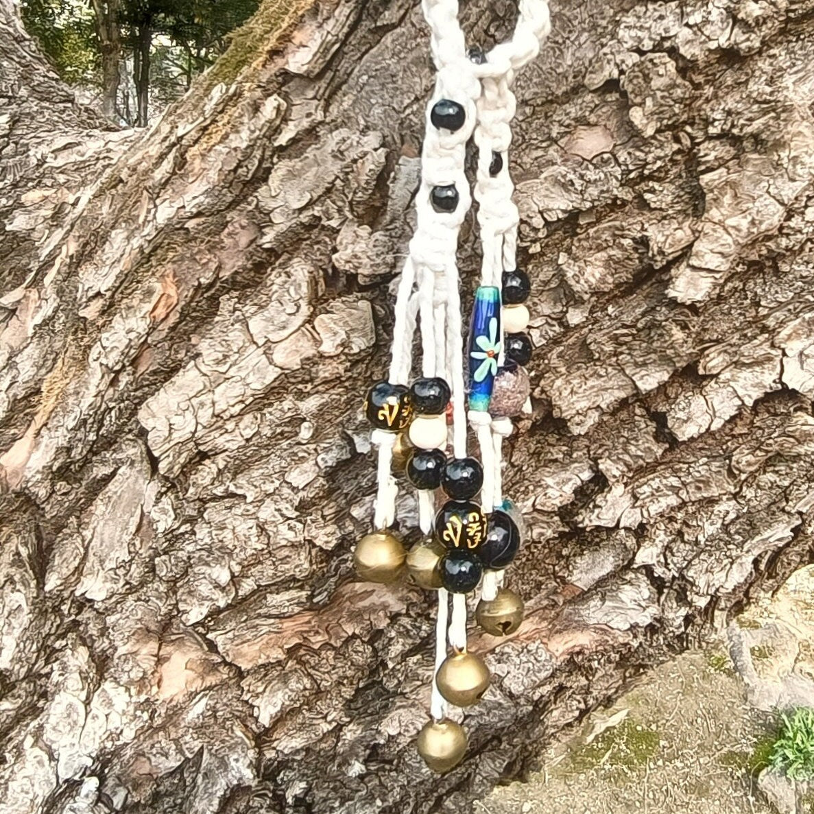 Braided Wind Chime Brass Bells, Witch Bells for Protection Home, Hanging Bells for Door Knob, Witchy Decor Kitchen
