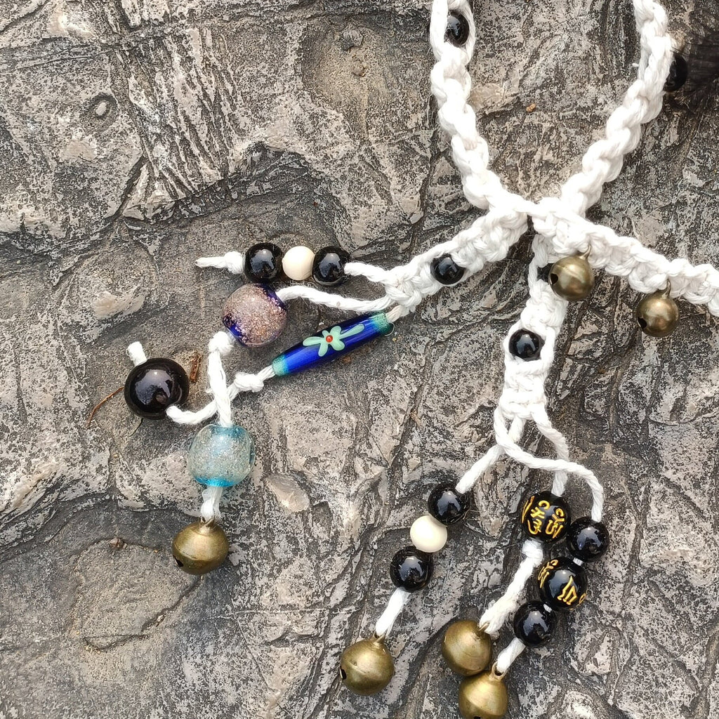 Braided Wind Chime Brass Bells, Witch Bells for Protection Home, Hanging Bells for Door Knob, Witchy Decor Kitchen