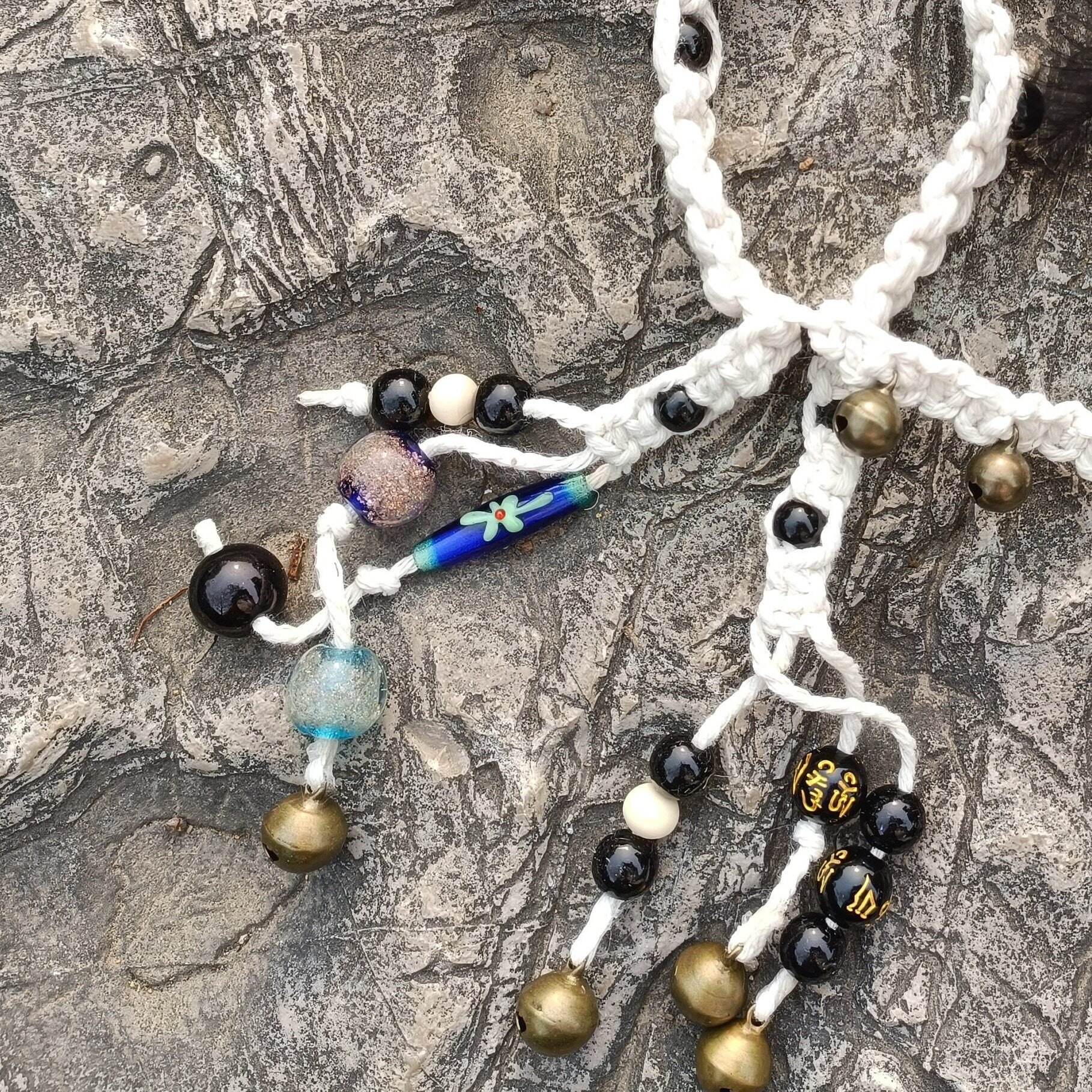 Braided Wind Chime Brass Bells, Witch Bells for Protection Home, Hanging Bells for Door Knob, Witchy Decor Kitchen