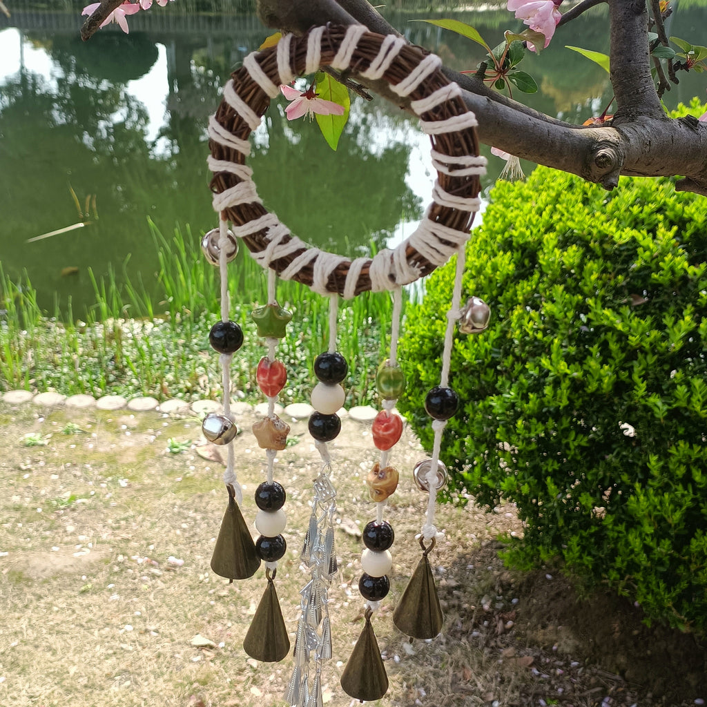 White Witch Bells, Hanging Bells on Rope, Hanging Bells for Temple, Pagan Decor, Witchcraft Supplies Kit