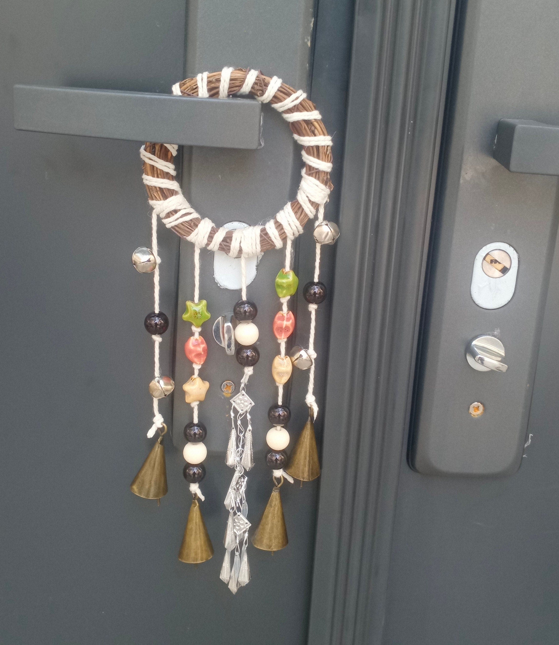 White Witch Bells, Hanging Bells on Rope, Hanging Bells for Temple, Pagan Decor, Witchcraft Supplies Kit