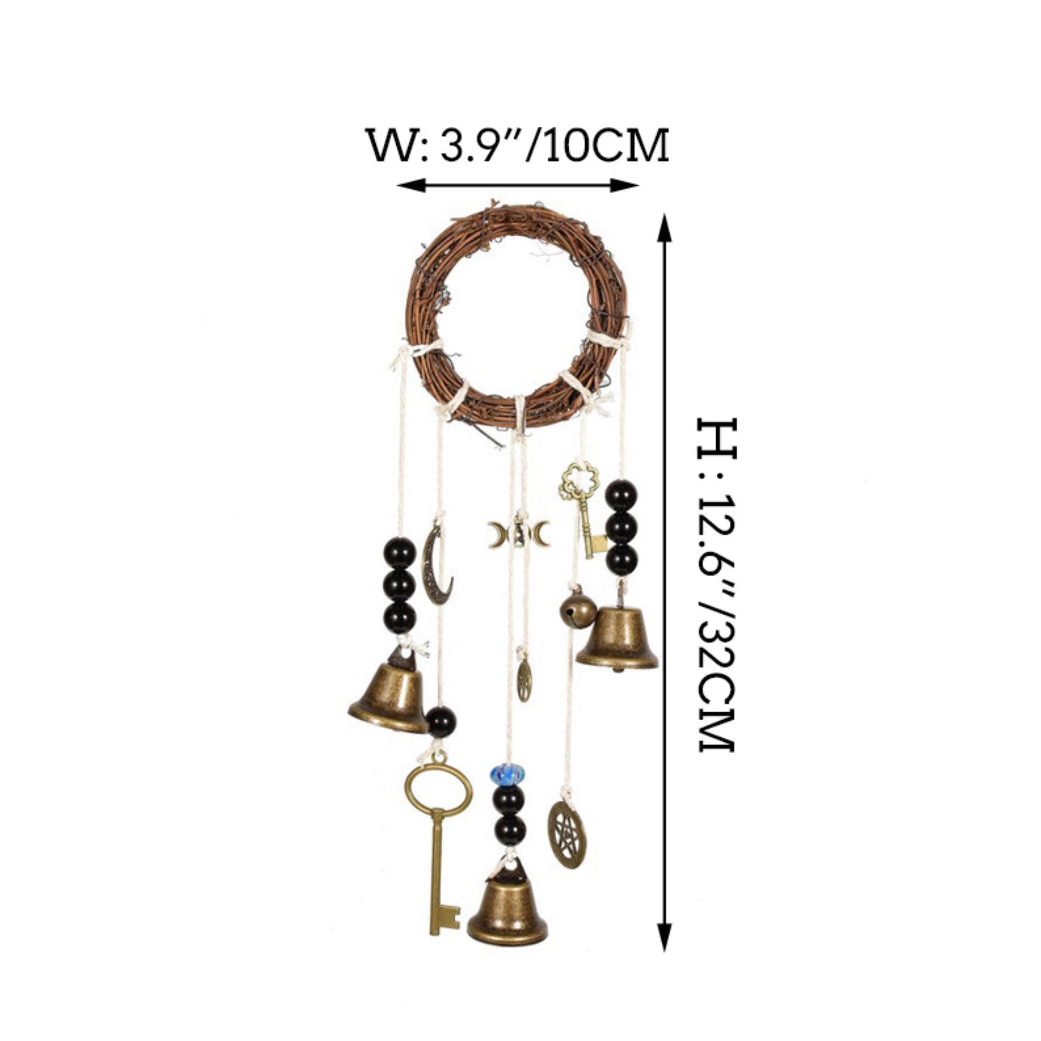 Wind Chime with 3 Bells on a Cotton Rope with Glass Beads, Reiki Blessed Bells, Housewarming Decor, Front Door Hanger, Bell for Witch