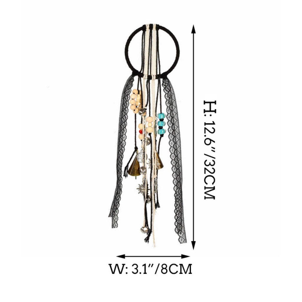 Black Witch Bells with Murano Glass Beads, Witch Protection Bells for Halloween, Wicca Altar House Doorknob Hanging Bell for Garden Decor