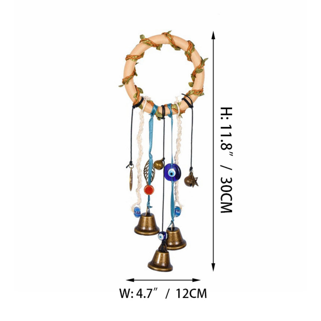 Wood Ring with 5 Brass Bell, Witch Bells for Home Protections, Wedding Gift, Spiritual Wards, Wiccan Decor