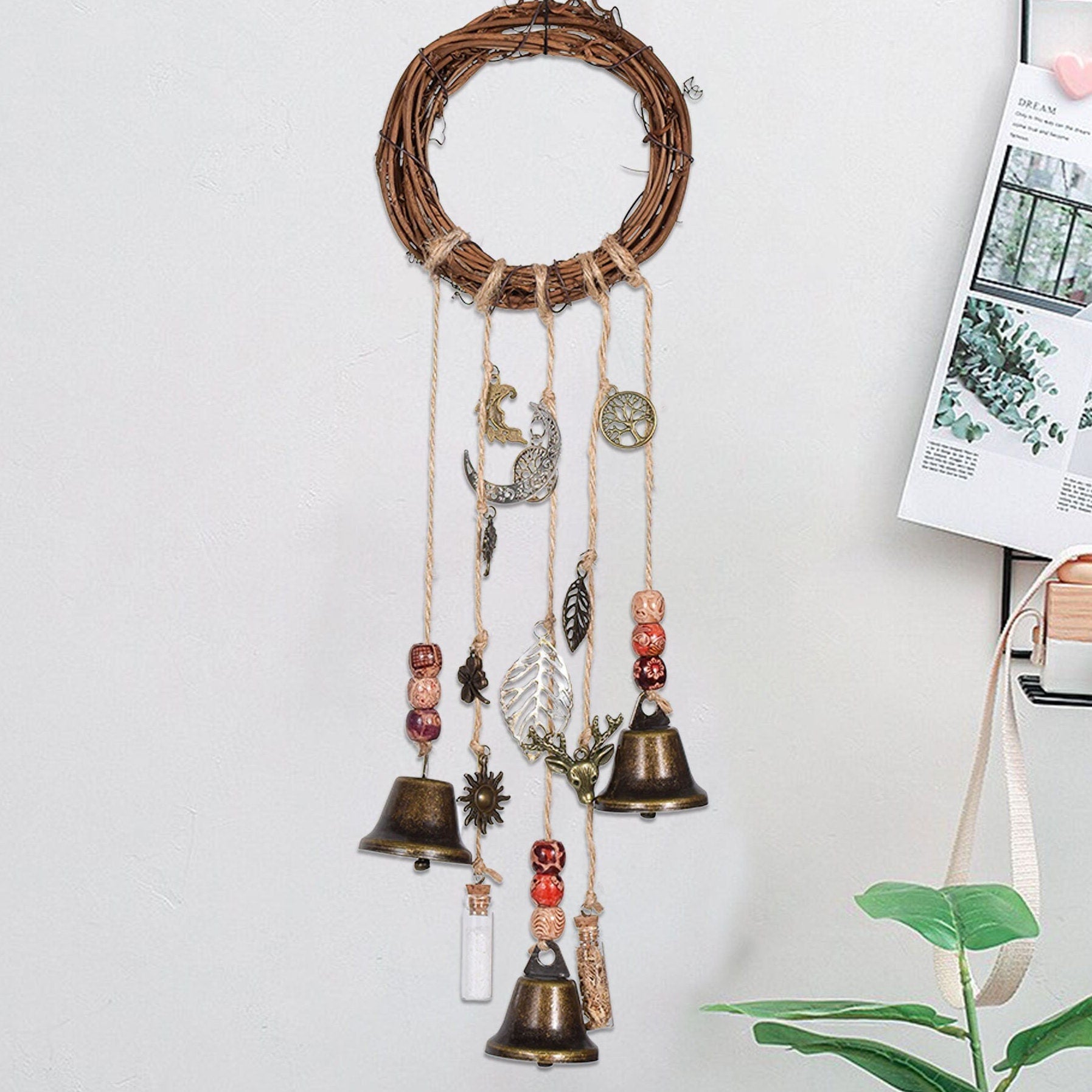 Witch Bells Wreath, Witch Bells for Door, Witch Bells Wind Chime, Door Hangers, Door Protection Charm, Witchy Decorations