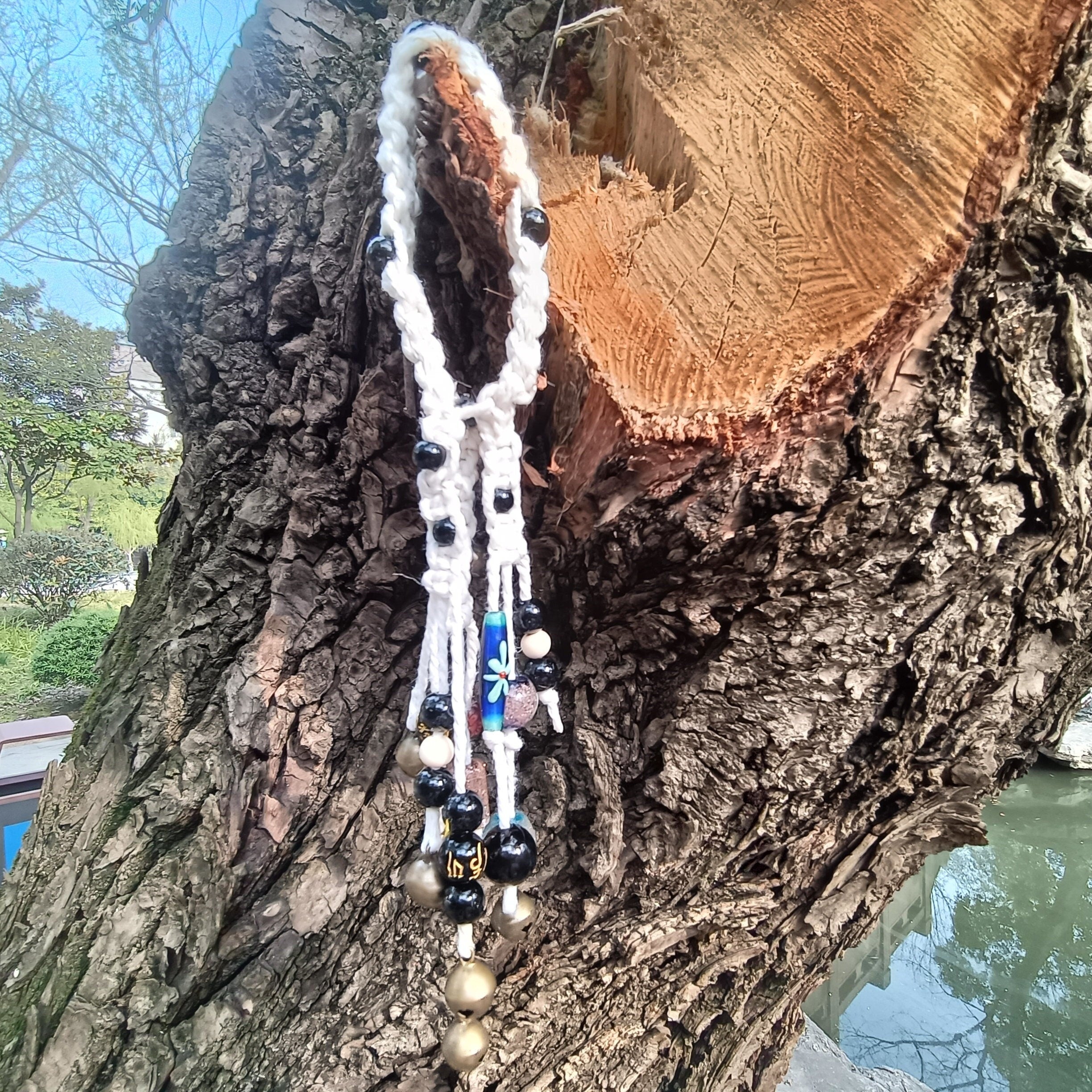 Braided Wind Chime Brass Bells, Witch Bells for Protection Home, Hanging Bells for Door Knob, Witchy Decor Kitchen