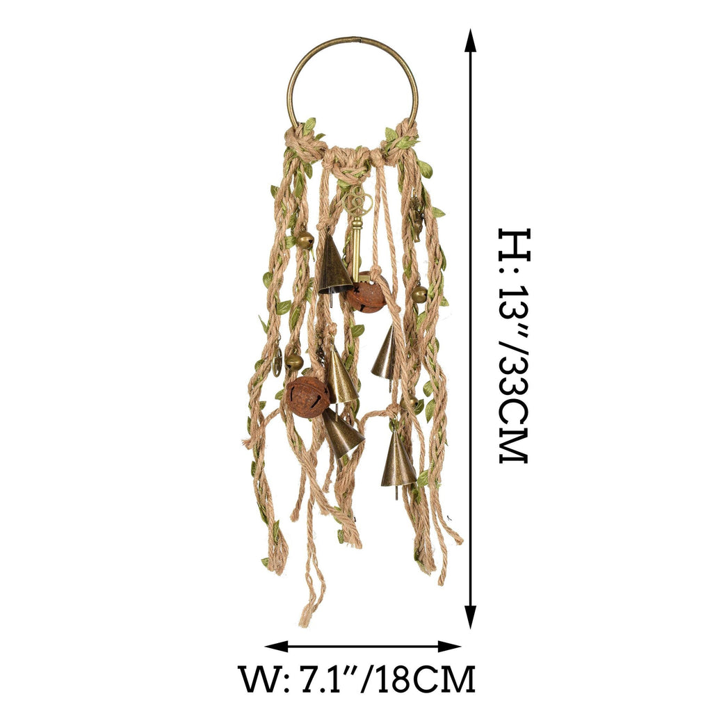 Green Witch Bells, Hanging Bells for Door Protection, Wiccan Decorations, Handmade Gift for Women