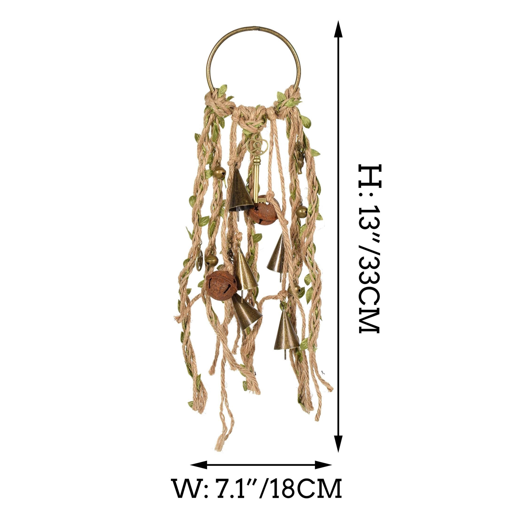 Green Witch Bells, Hanging Bells for Door Protection, Wiccan Decorations, Handmade Gift for Women