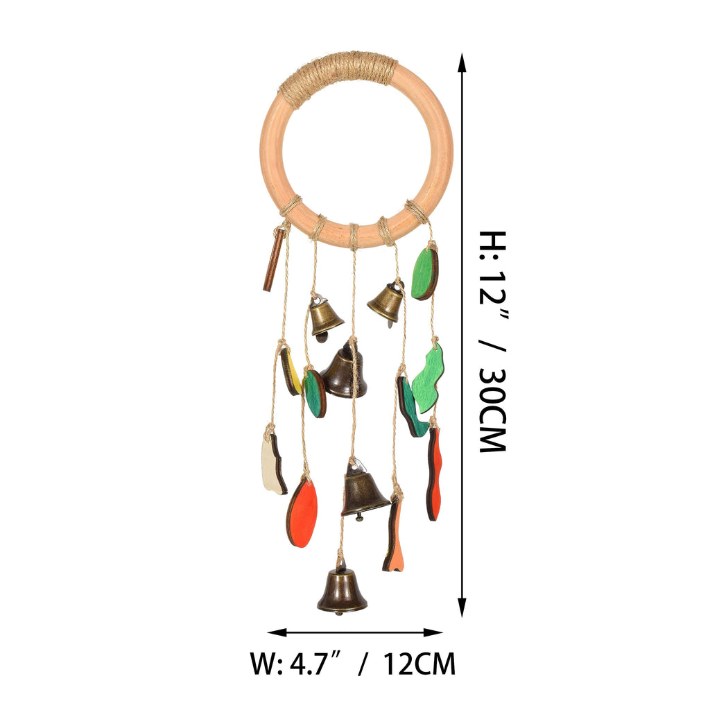 Log Wreath with Hanging Bells, Witch Bells for Door Protection, Witch Bells Wreath, Witchy Decor Bedroom, Witchy Gifts for Women