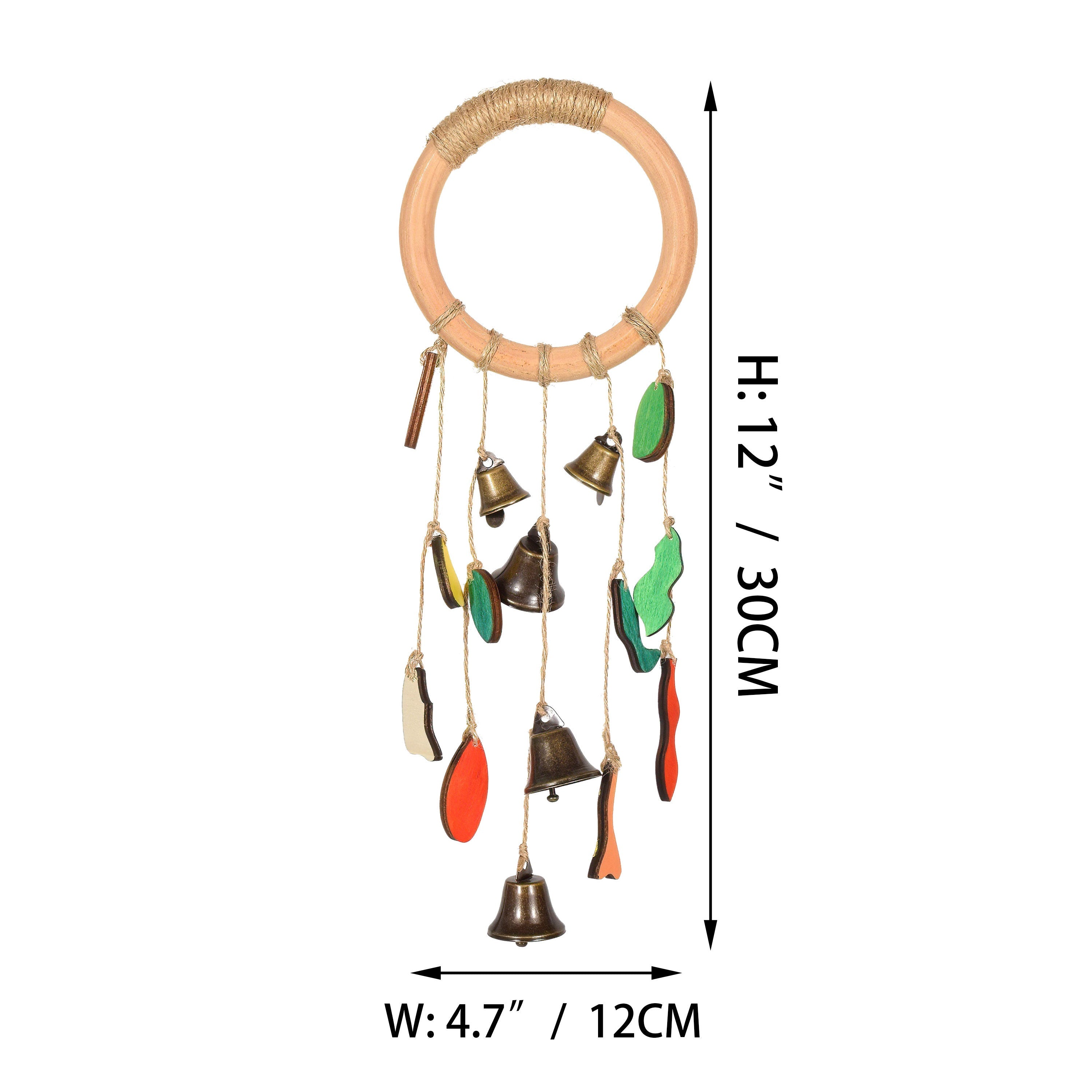 Log Wreath with Hanging Bells, Witch Bells for Door Protection, Witch Bells Wreath, Witchy Decor Bedroom, Witchy Gifts for Women