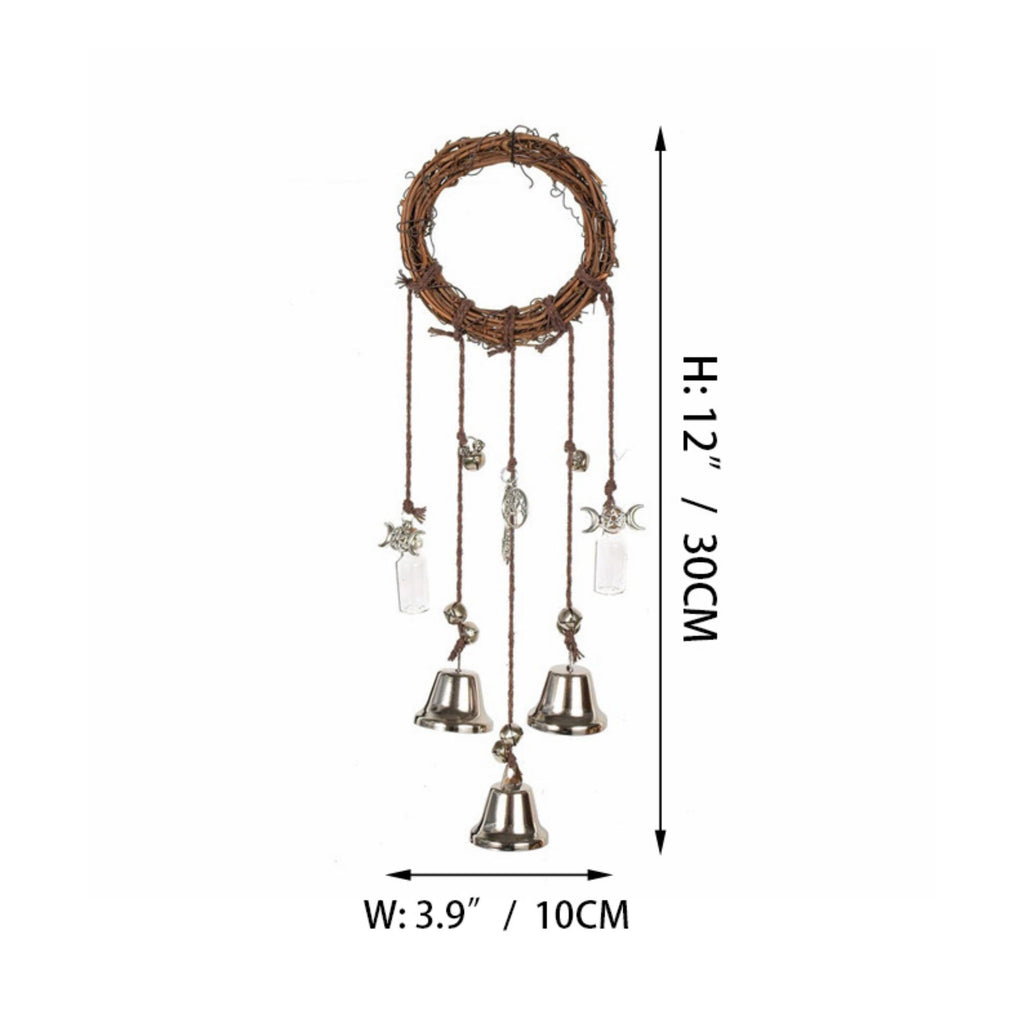 Witch Bells Wreath, Witch Bells , Witches Charms Bells, Door Hangers, Rustic Witch Bells, Witch Bells with Silver Bells, Wicca Decor