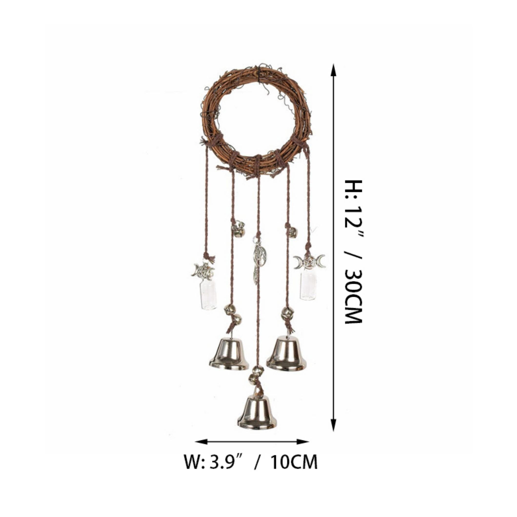 Witch Bells Wreath, Witch Bells , Witches Charms Bells, Door Hangers, Rustic Witch Bells, Witch Bells with Silver Bells, Wicca Decor