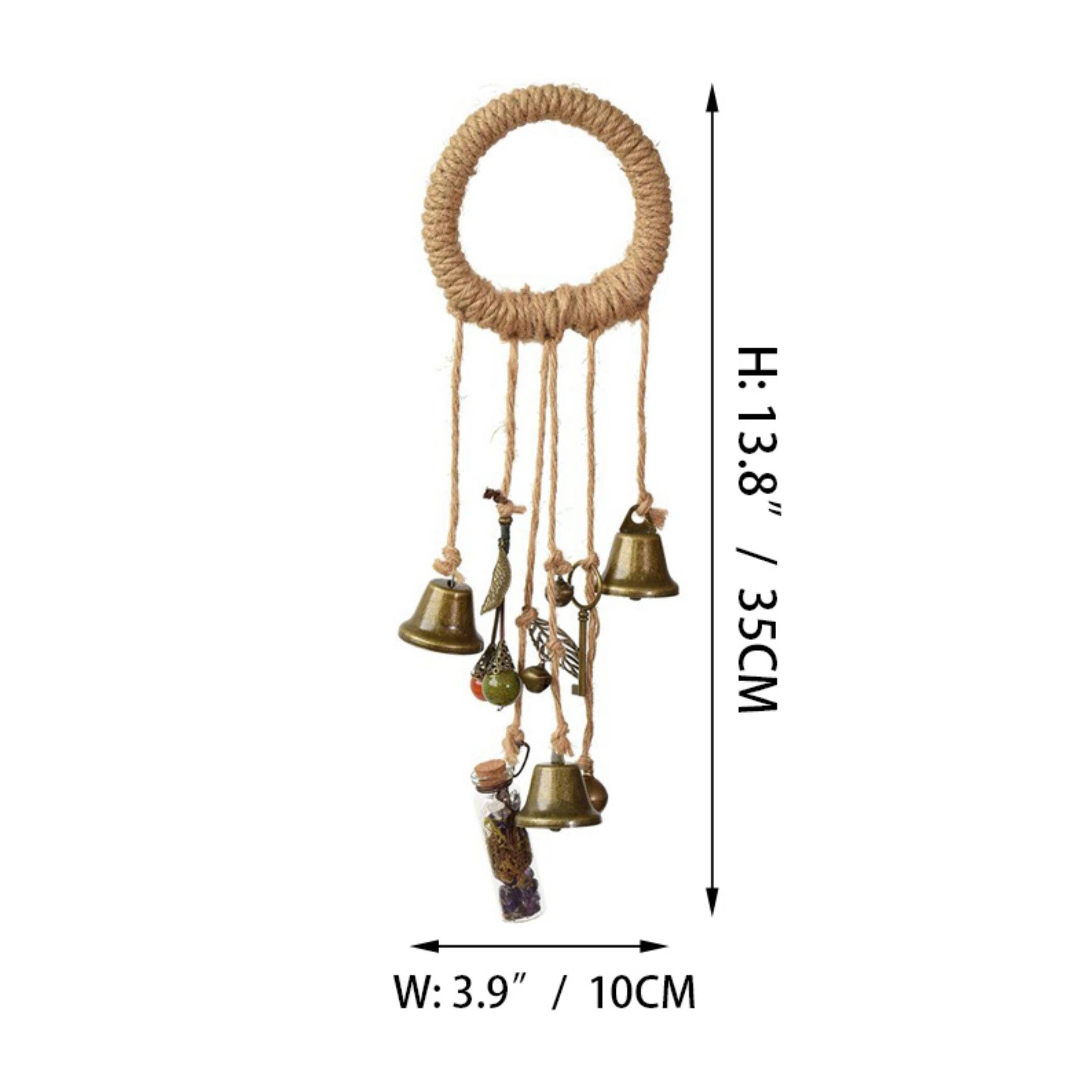 Bell Hanging with Spell Bottle, Solstice Pagan Decor, Doorknob Hanger Protection, Pagan Gate Family Protection, Witchy Bells, Spell Bottles