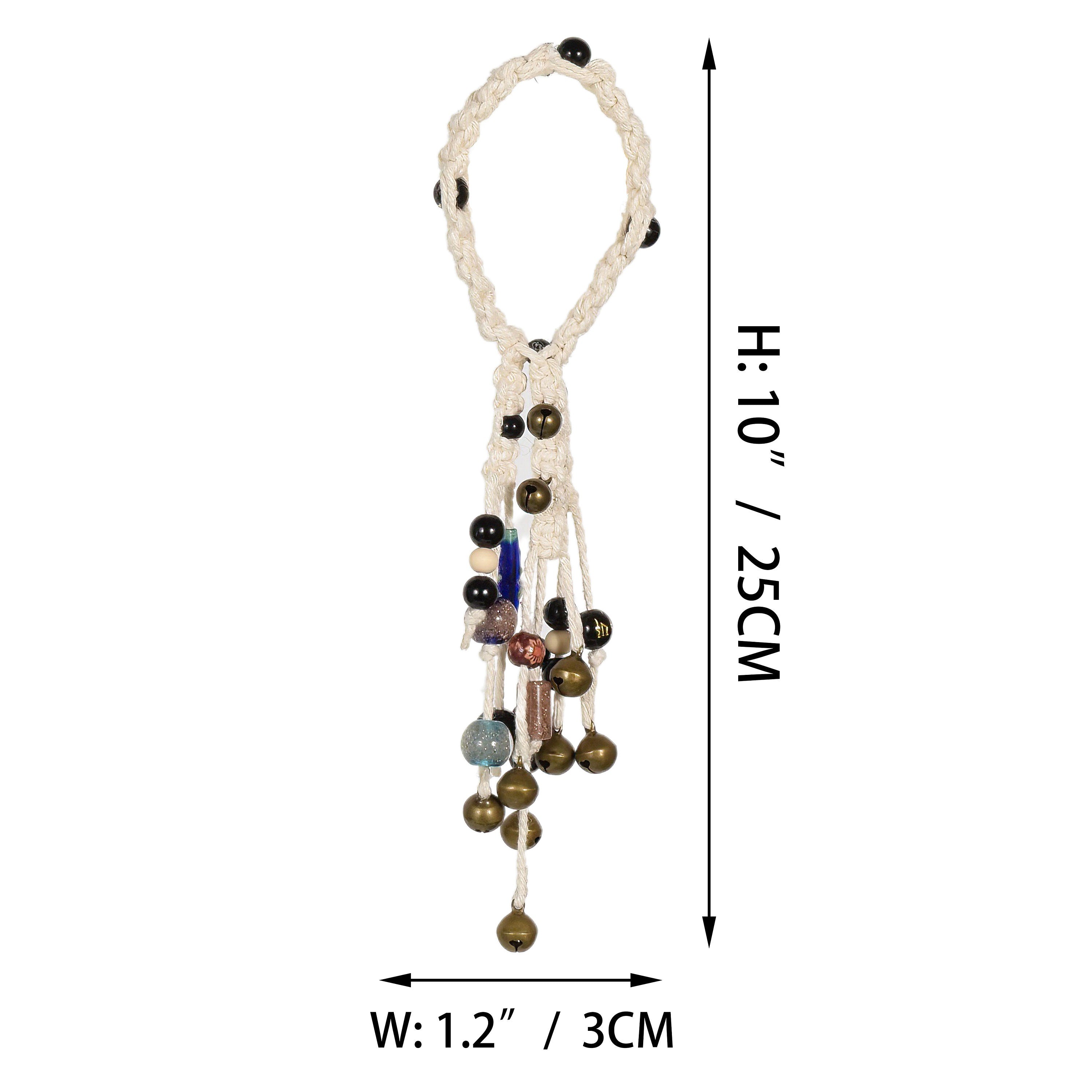 Braided Wind Chime Brass Bells, Witch Bells for Protection Home, Hanging Bells for Door Knob, Witchy Decor Kitchen