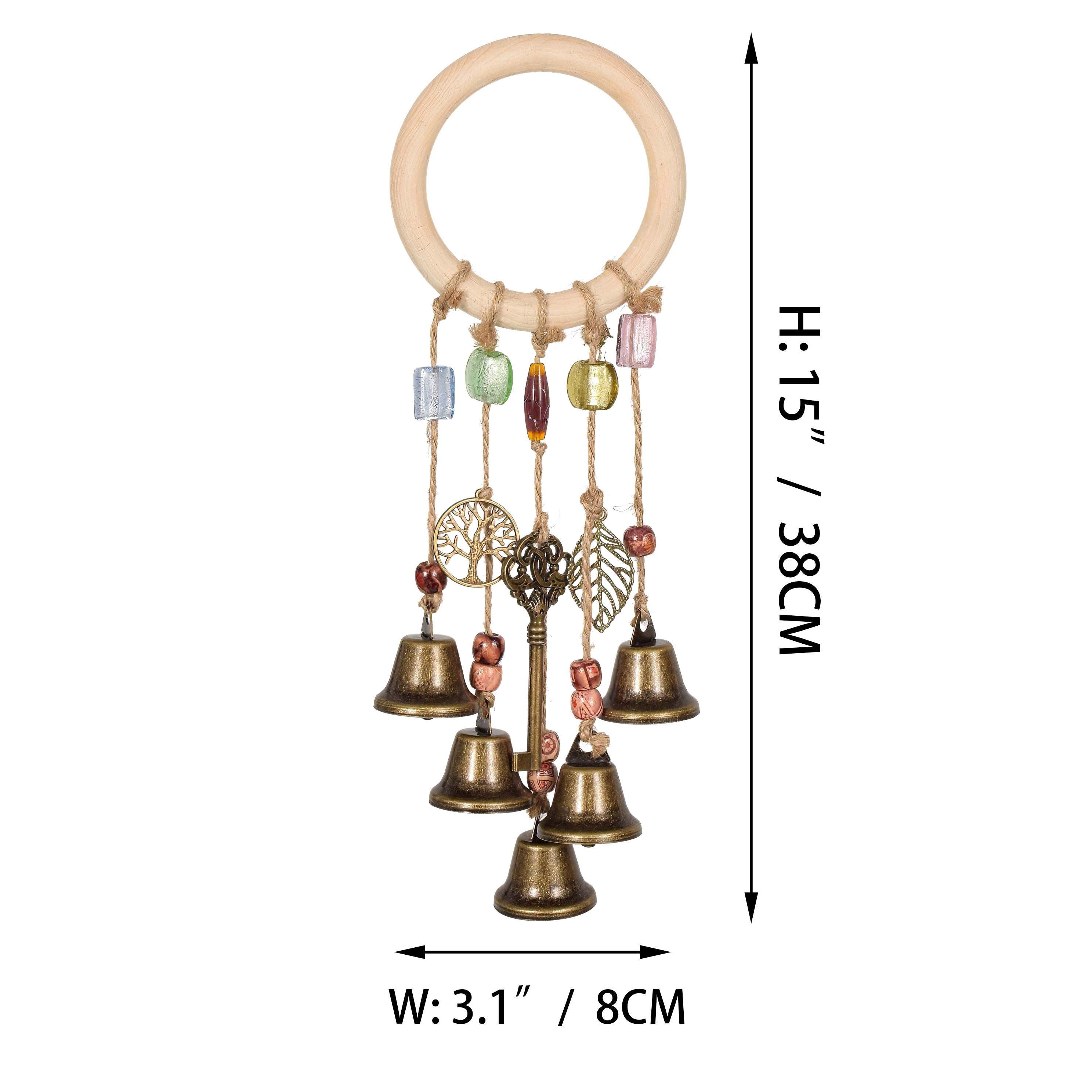 Log Wreath Witch Bells, Hanging Witch Bells, Witch Bells for Door Knob, Rustic Bells for Kitchen, Harmony Witch Bells