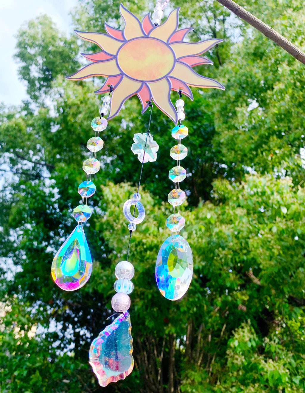 Prism Sun Catcher, Hanging Crystal Suncatcher, Hanging Crystals Room Decor, Rainbow Maker Charm, Gift for Plant Lover