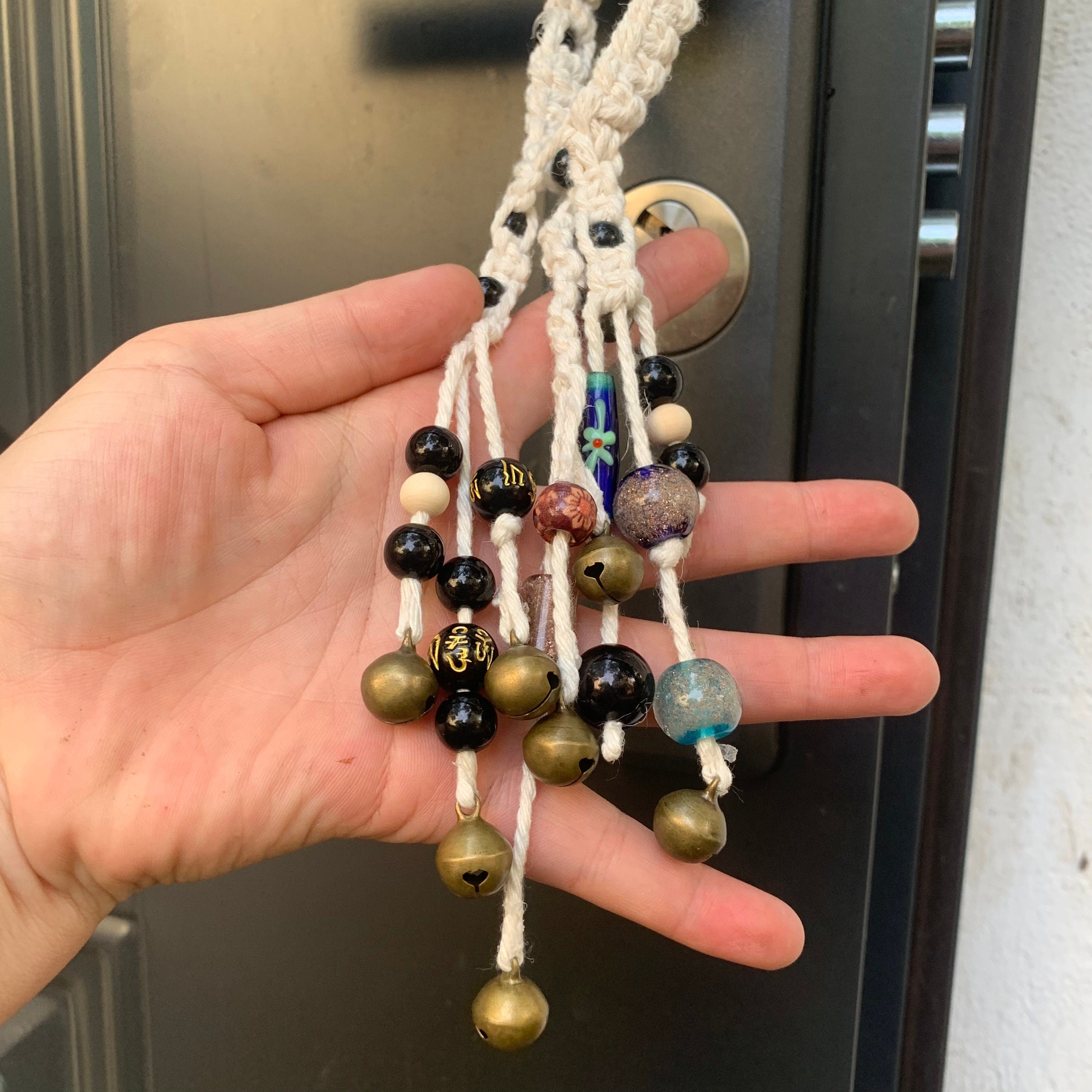 Braided Wind Chime Brass Bells, Witch Bells for Protection Home, Hanging Bells for Door Knob, Witchy Decor Kitchen