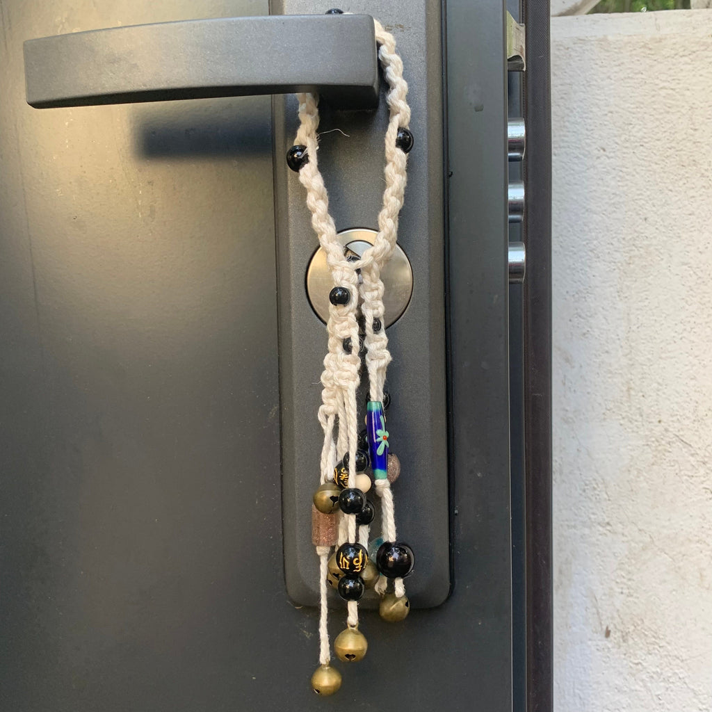 Braided Wind Chime Brass Bells, Witch Bells for Protection Home, Hanging Bells for Door Knob, Witchy Decor Kitchen