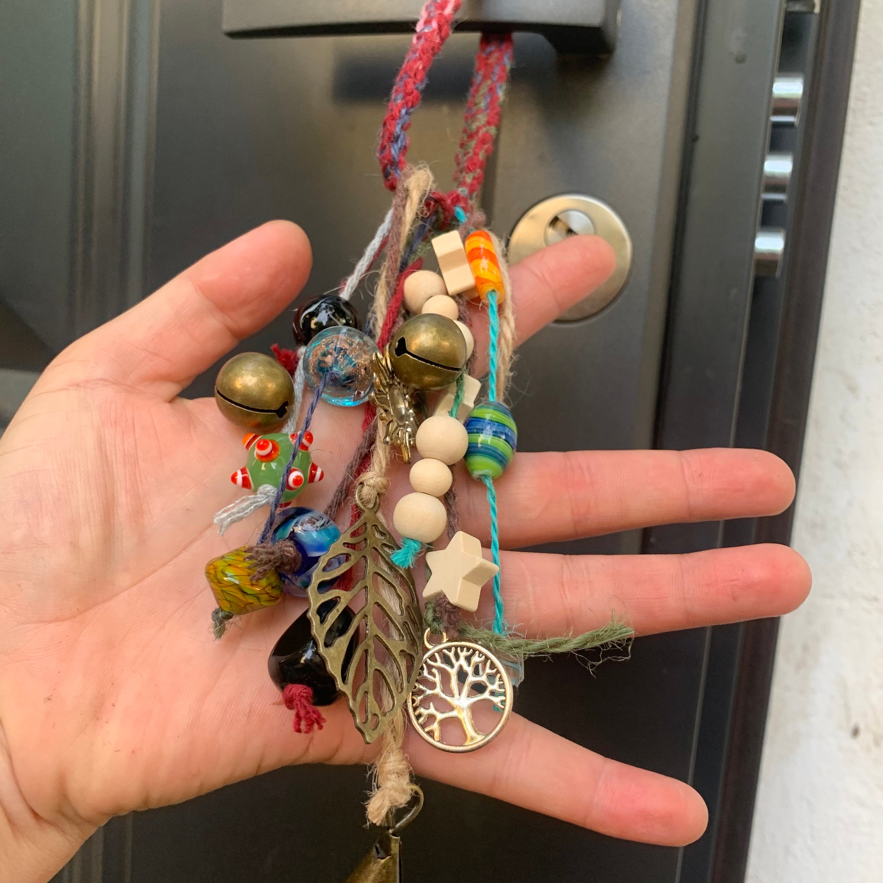 Bohemian Wind Charm, Witch Bells for Door Protection, Hanging Door Knob Protection Bells, Hanging Bells on Rope, Garden Ornaments