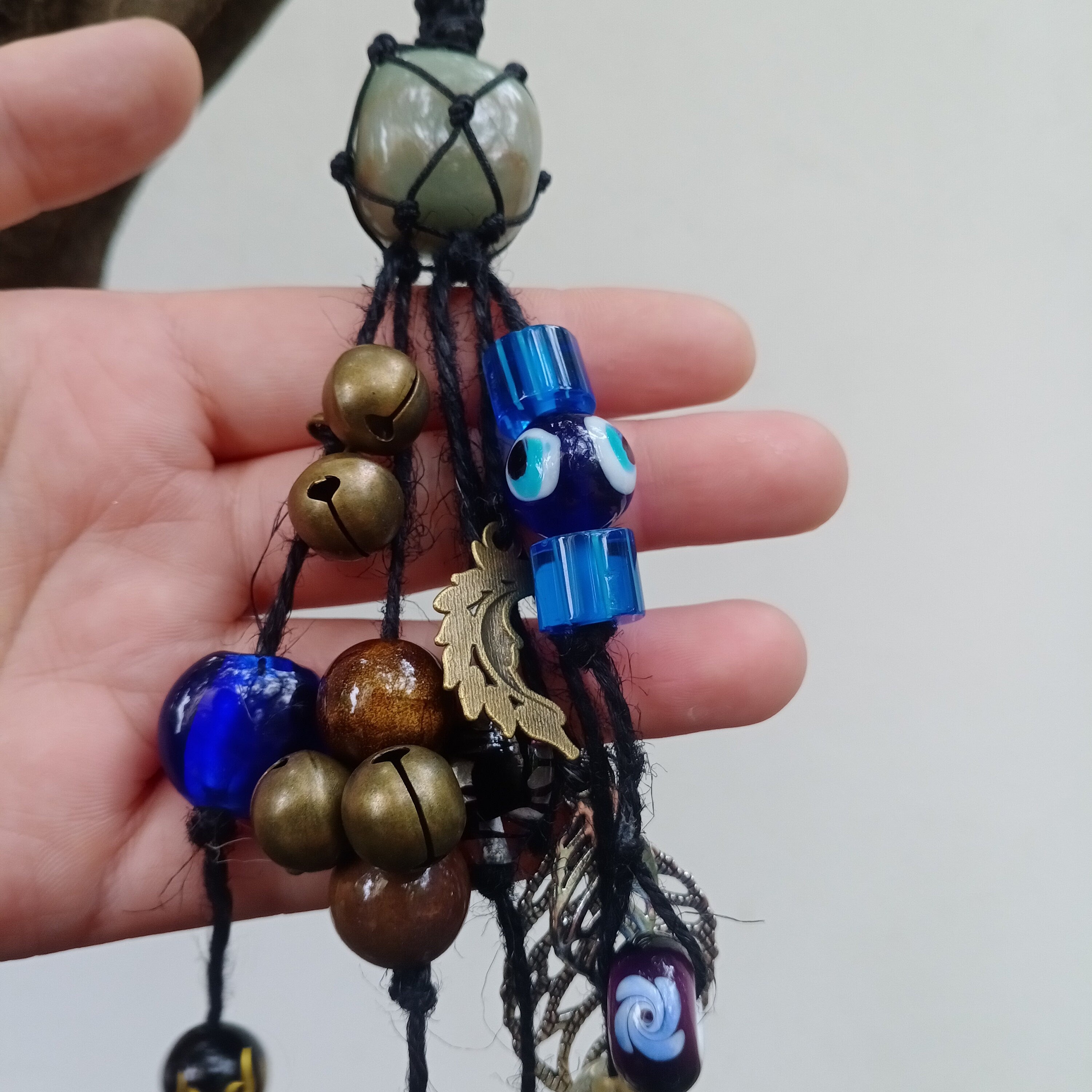 Hanging Bells on Ropes, Witch Bells for Door Protection, Witchy Decor Kitchen, Witchy Decor Outdoor,Car Amulet, Handmade Gifts for Her