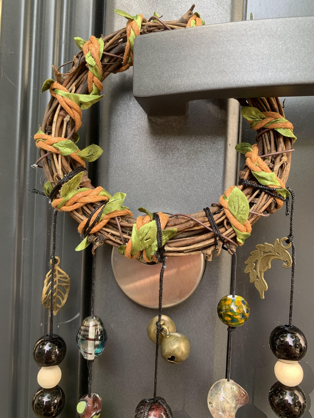 Witch Bells Wreath, Hanging Bells for Door Protection, Green Witch Bells, Door Hangers, Door Ornament,  Pagan Gifts