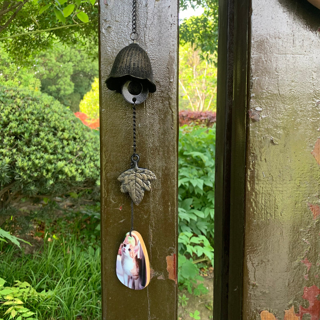 Personalized Pet Memorial Wind Chimes,  Custom Wind Chime Bells, Hanging Witch Bells with Wood Sign, Pet Loss Gifts, Dog Memorial Gifts