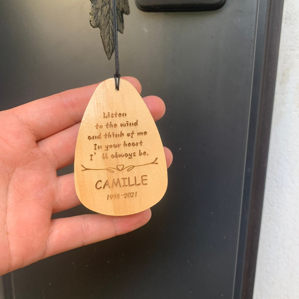 Personalized Pet Memorial Wind Chimes,  Custom Wind Chime Bells, Hanging Witch Bells with Wood Sign, Pet Loss Gifts, Dog Memorial Gifts