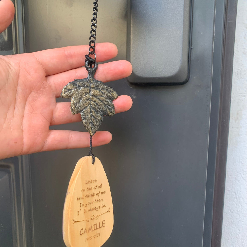 Personalized Pet Memorial Wind Chimes,  Custom Wind Chime Bells, Hanging Witch Bells with Wood Sign, Pet Loss Gifts, Dog Memorial Gifts