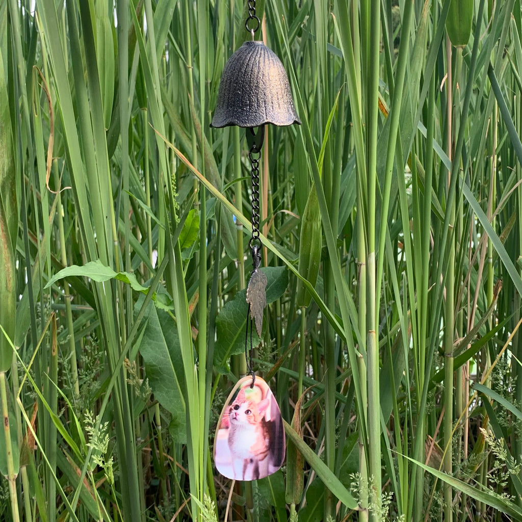 Personalized Pet Memorial Wind Chimes,  Custom Wind Chime Bells, Hanging Witch Bells with Wood Sign, Pet Loss Gifts, Dog Memorial Gifts