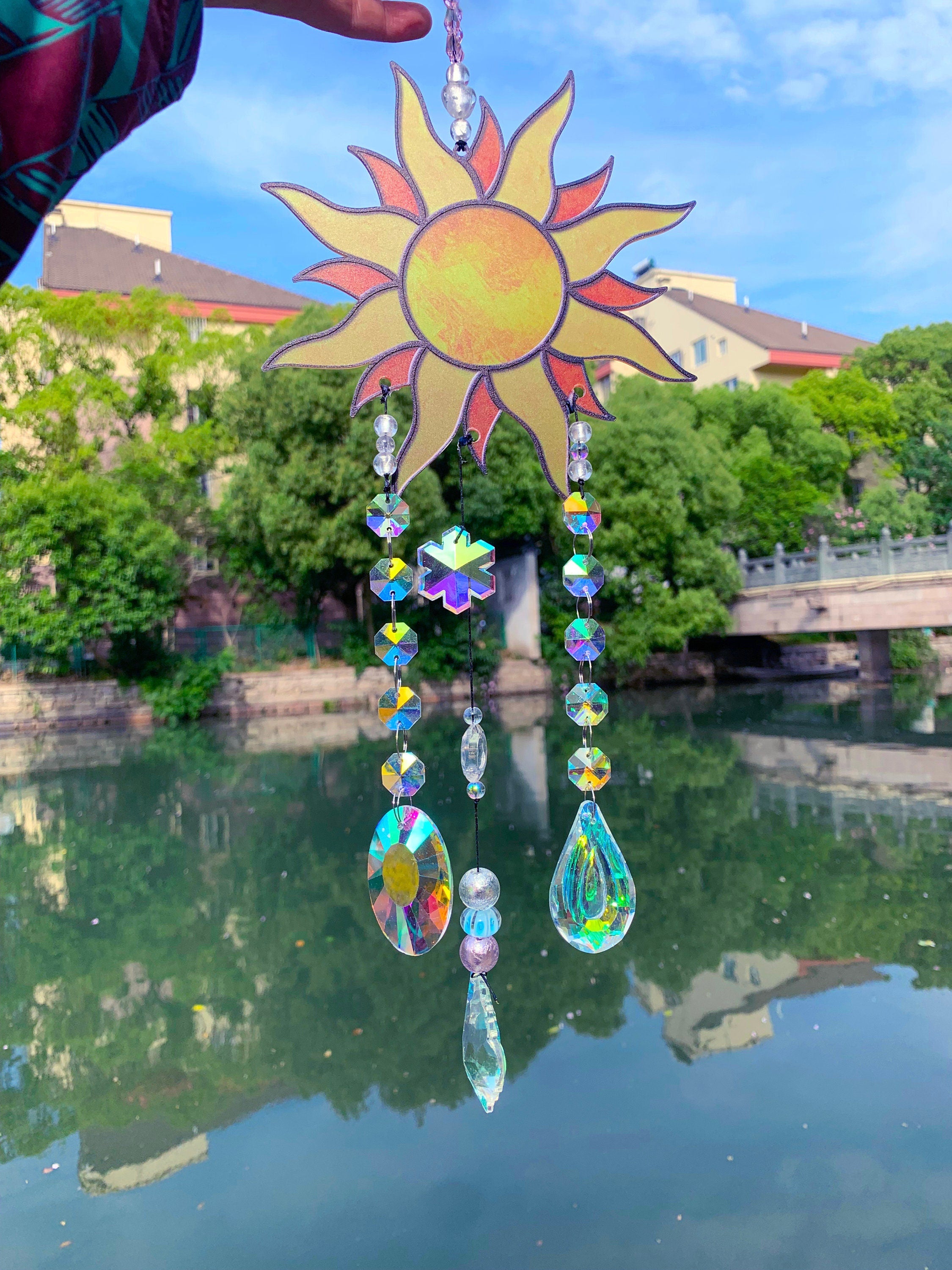 Prism Sun Catcher, Hanging Crystal Suncatcher, Hanging Crystals Room Decor, Rainbow Maker Charm, Gift for Plant Lover