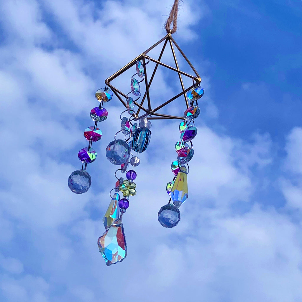 Ploy Sun Catcher , Hanging Crystal Prism, Rainbow Suncatcher, Rainbow Maker Crystal, Wall Hanging, Gift for Cat Lover, Gifts for Kids