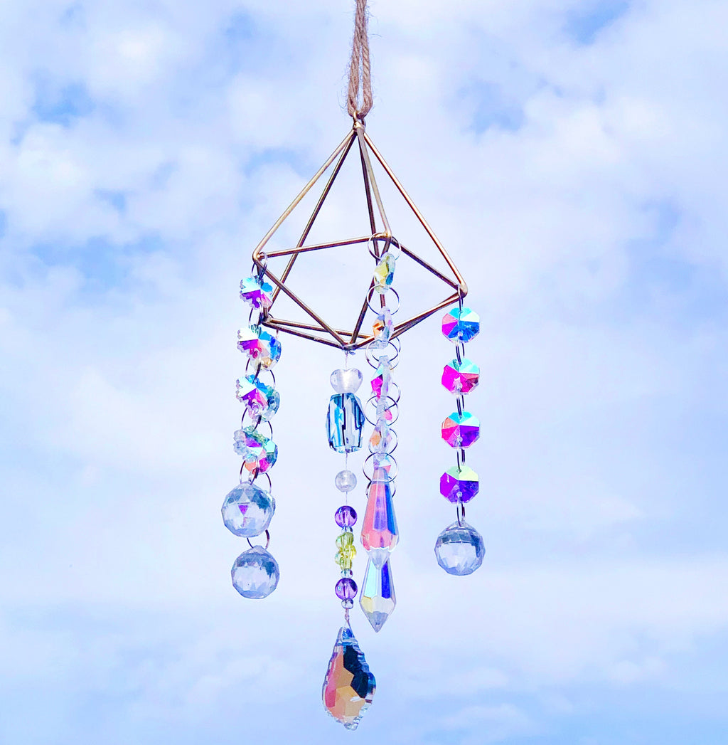 Ploy Sun Catcher , Hanging Crystal Prism, Rainbow Suncatcher, Rainbow Maker Crystal, Wall Hanging, Gift for Cat Lover, Gifts for Kids
