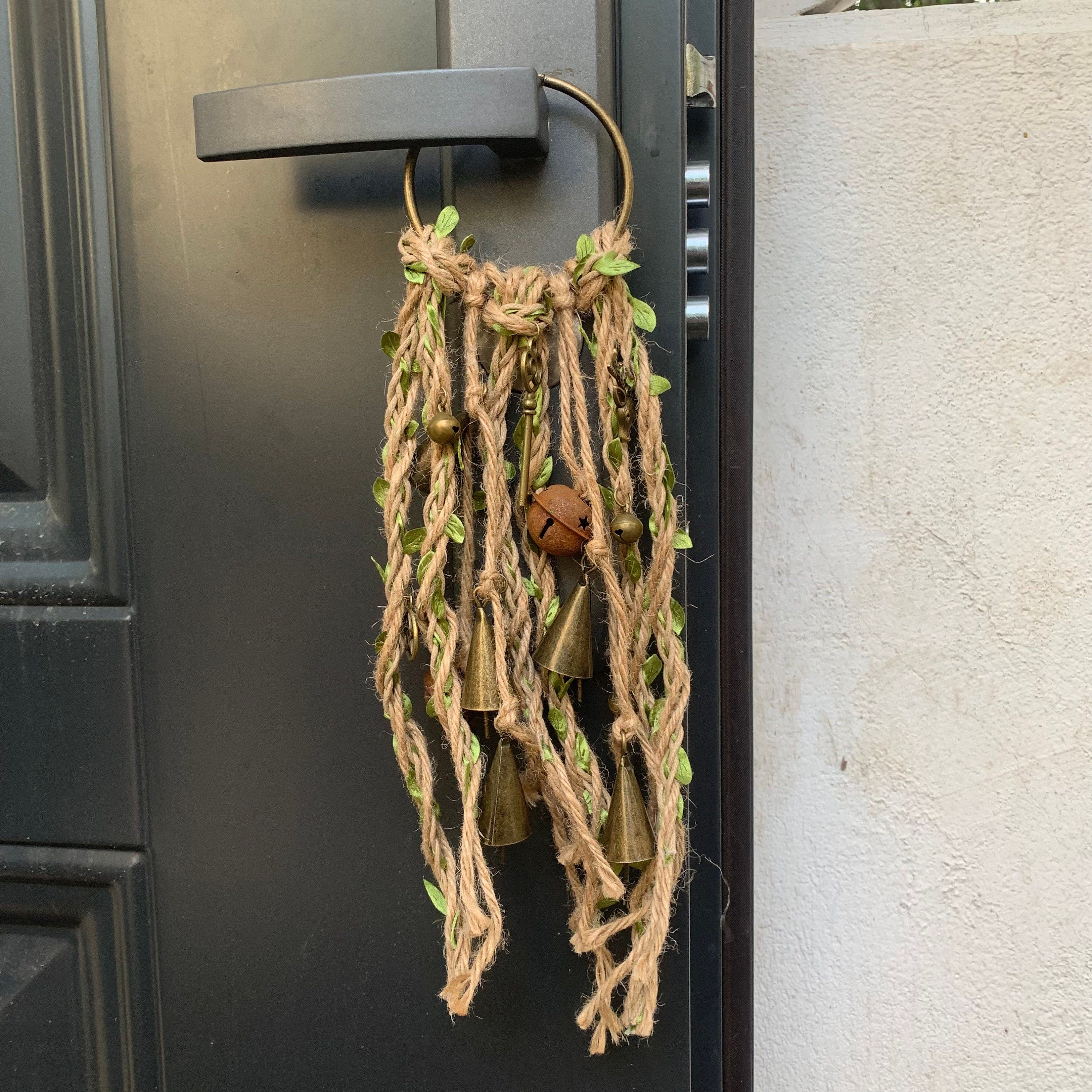 Green Witch Bells, Hanging Bells for Door Protection, Wiccan Decorations, Handmade Gift for Women