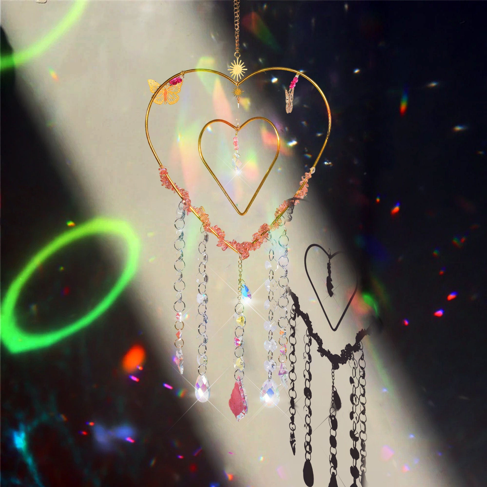 Outdoor Suncatcher, Custom Suncatcher,  Heart Sun Catcher, Hanging Crystals Decoration, Windchime Wall Decor,  Gift for Friend