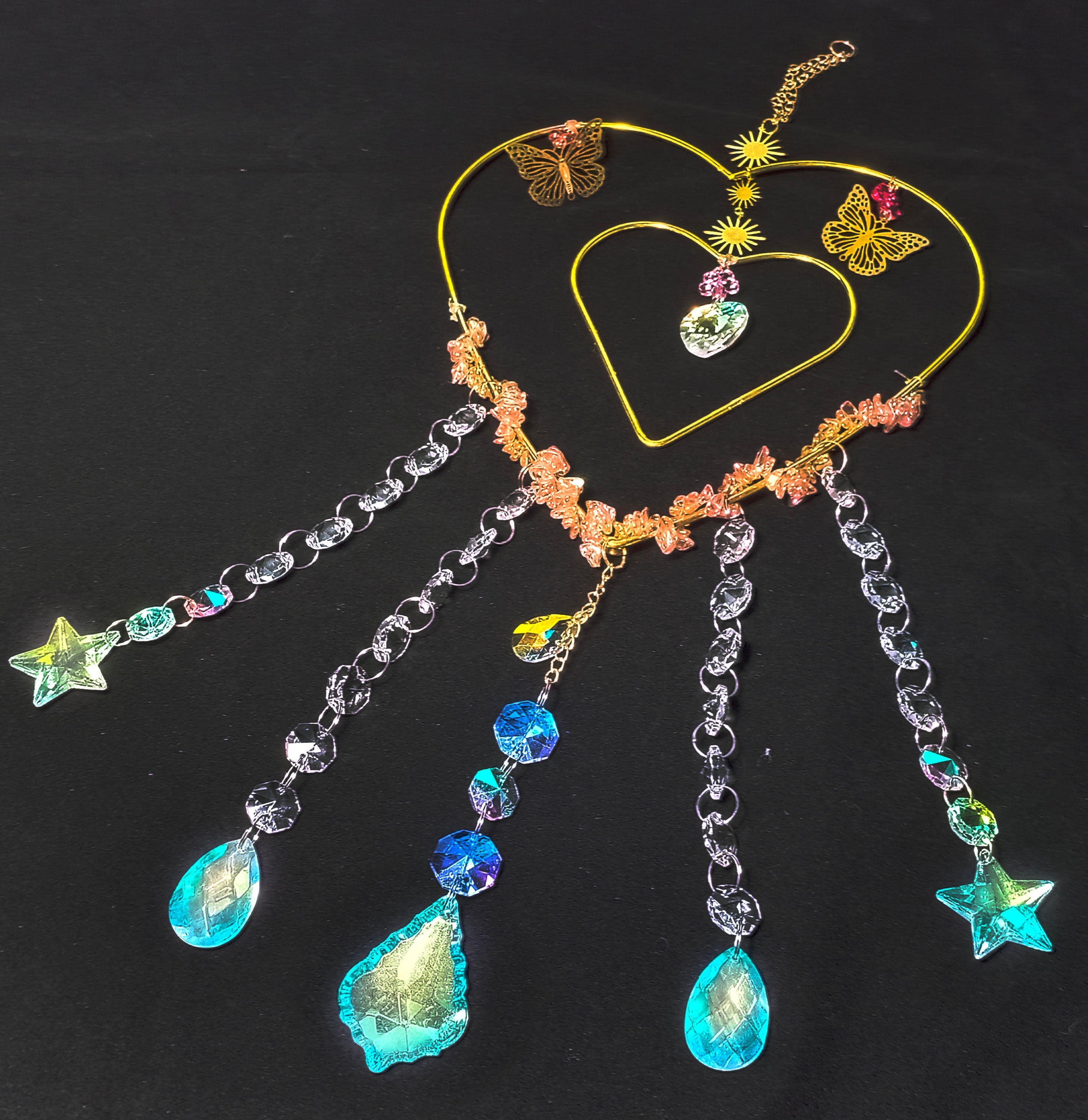 Outdoor Suncatcher, Custom Suncatcher,  Heart Sun Catcher, Hanging Crystals Decoration, Windchime Wall Decor,  Gift for Friend