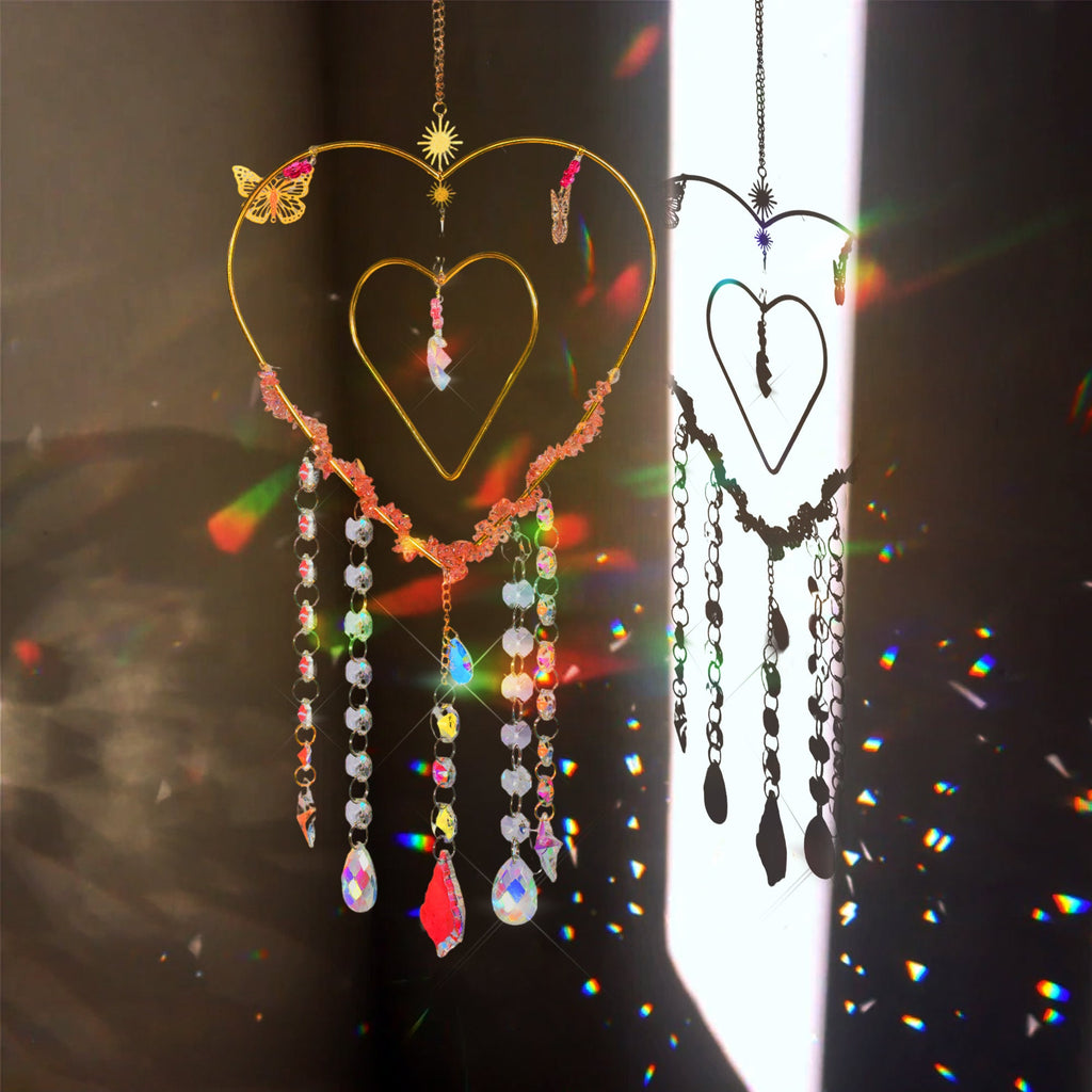 Outdoor Suncatcher, Custom Suncatcher,  Heart Sun Catcher, Hanging Crystals Decoration, Windchime Wall Decor,  Gift for Friend