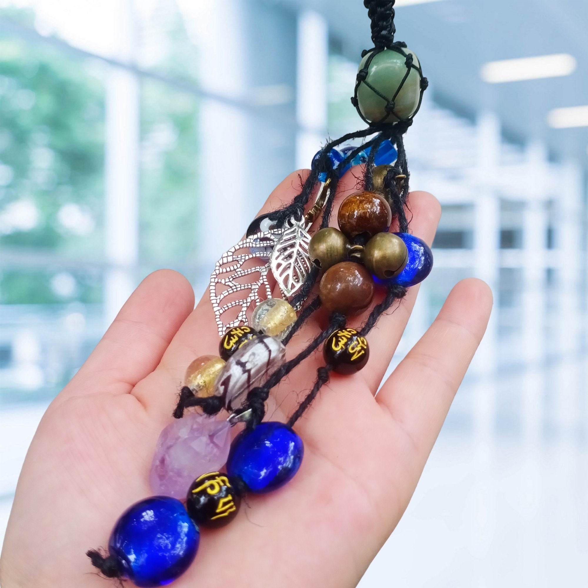 Hanging Bells on Ropes, Witch Bells for Door Protection, Witchy Decor Kitchen, Witchy Decor Outdoor,Car Amulet, Handmade Gifts for Her