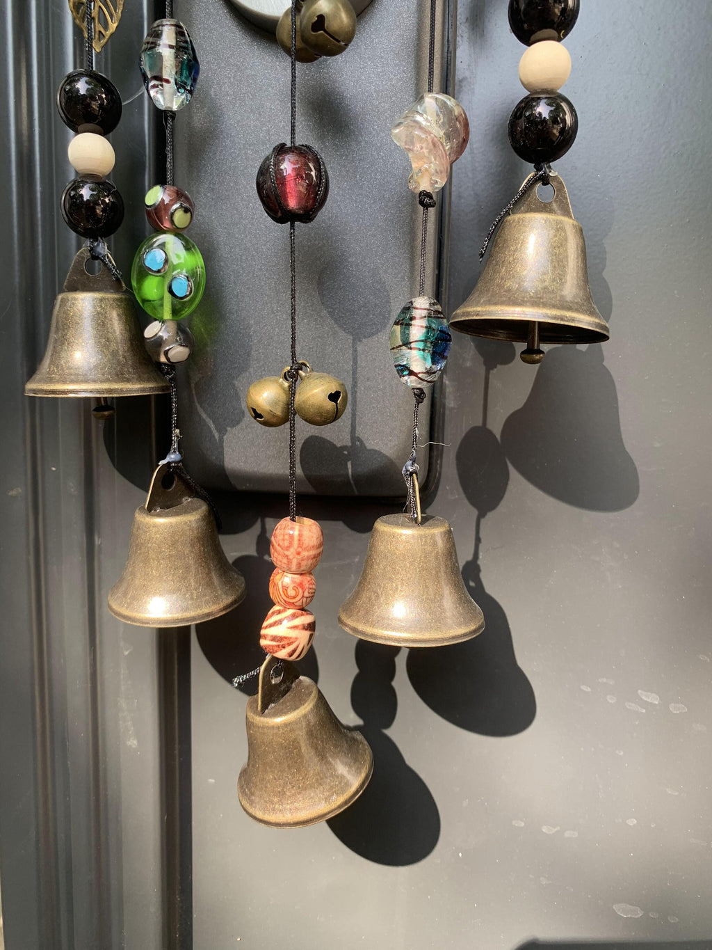 Witch Bells Wreath, Hanging Bells for Door Protection, Green Witch Bells, Door Hangers, Door Ornament,  Pagan Gifts