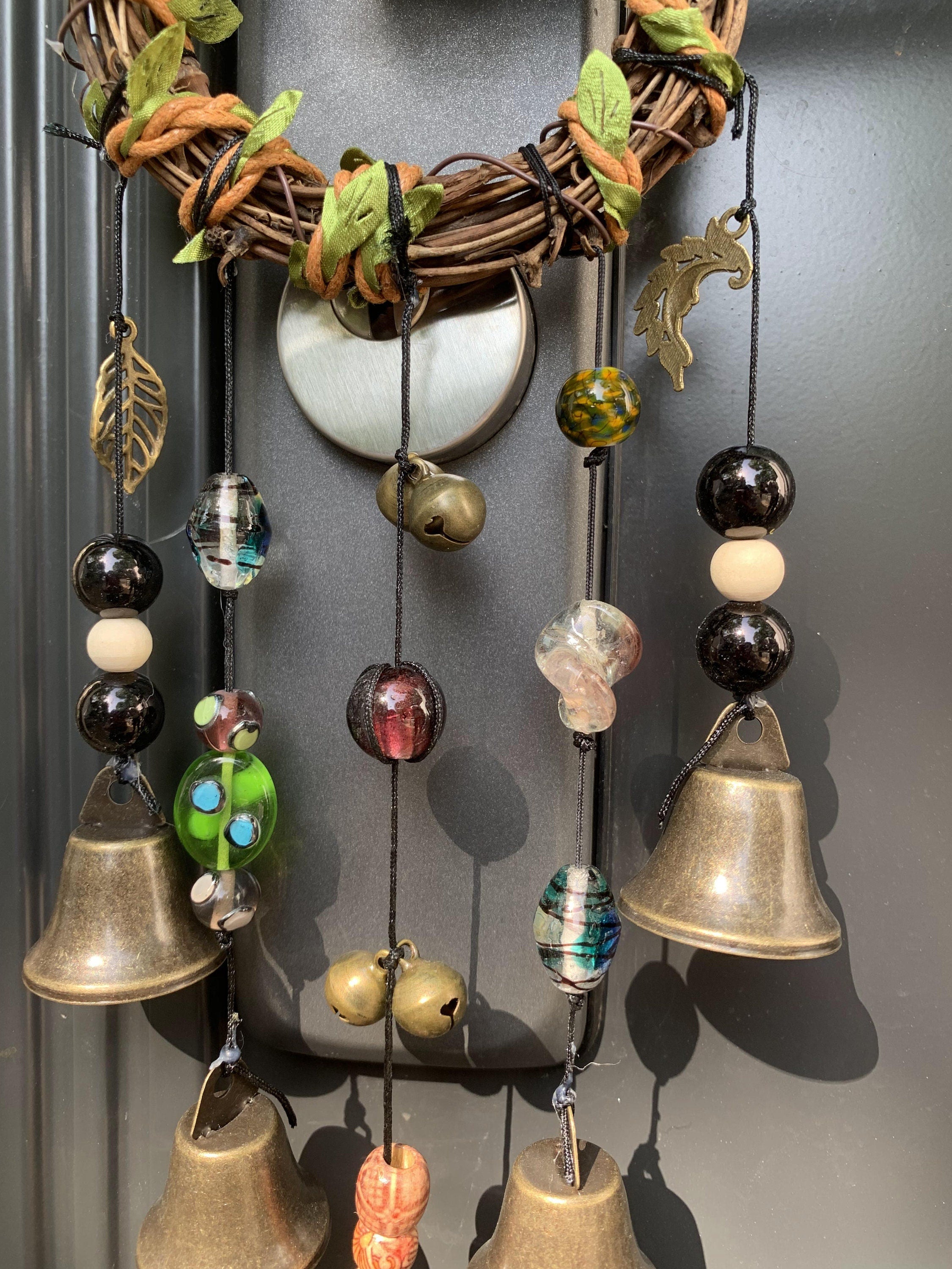 Witch Bells Wreath, Hanging Bells for Door Protection, Green Witch Bells, Door Hangers, Door Ornament,  Pagan Gifts