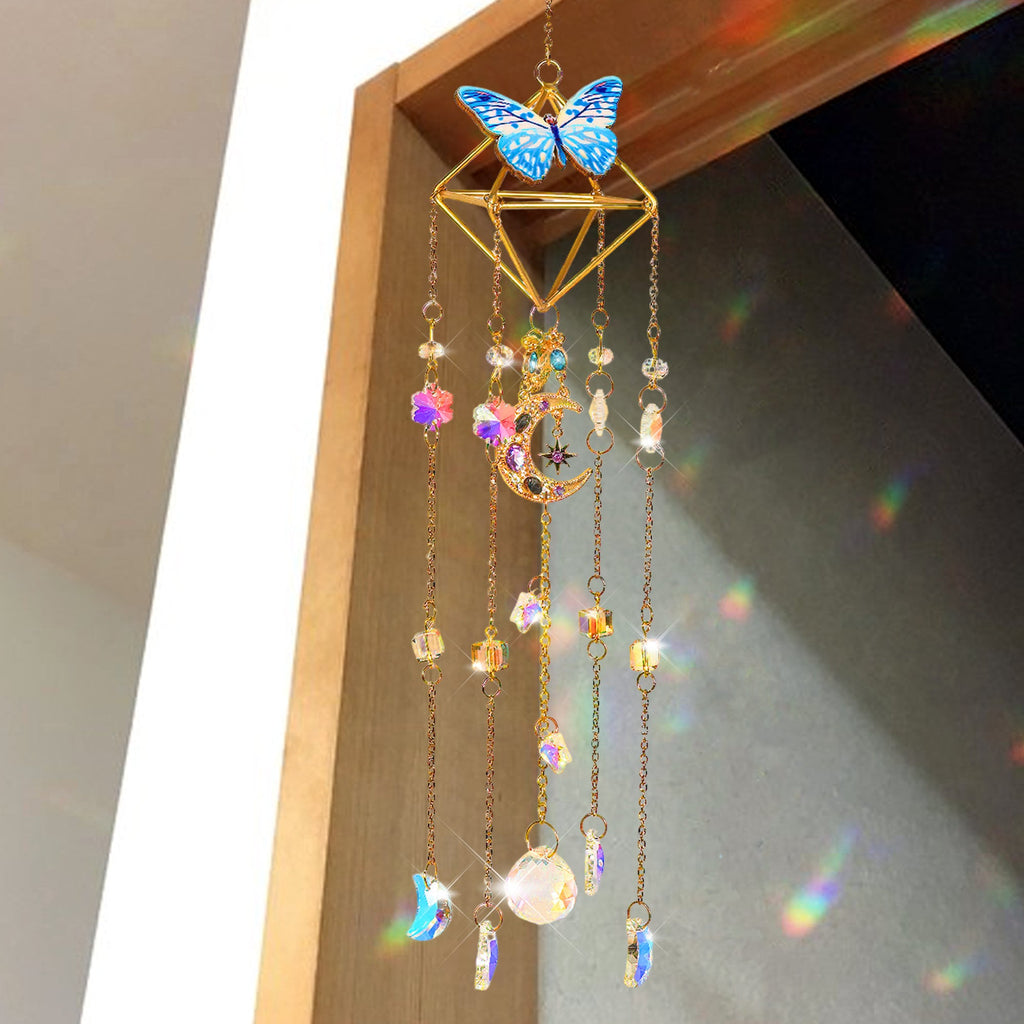 Butterfly Sun Catcher, Suncatcher Mobile,  Suncatcher Plant,  Raw Crystal Suncatcher, Crystal Rainbow Maker, Windchime Wall Decor