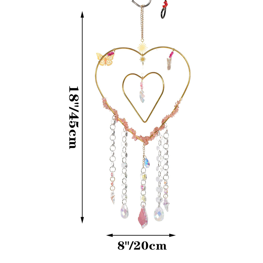 Outdoor Suncatcher, Custom Suncatcher,  Heart Sun Catcher, Hanging Crystals Decoration, Windchime Wall Decor,  Gift for Friend
