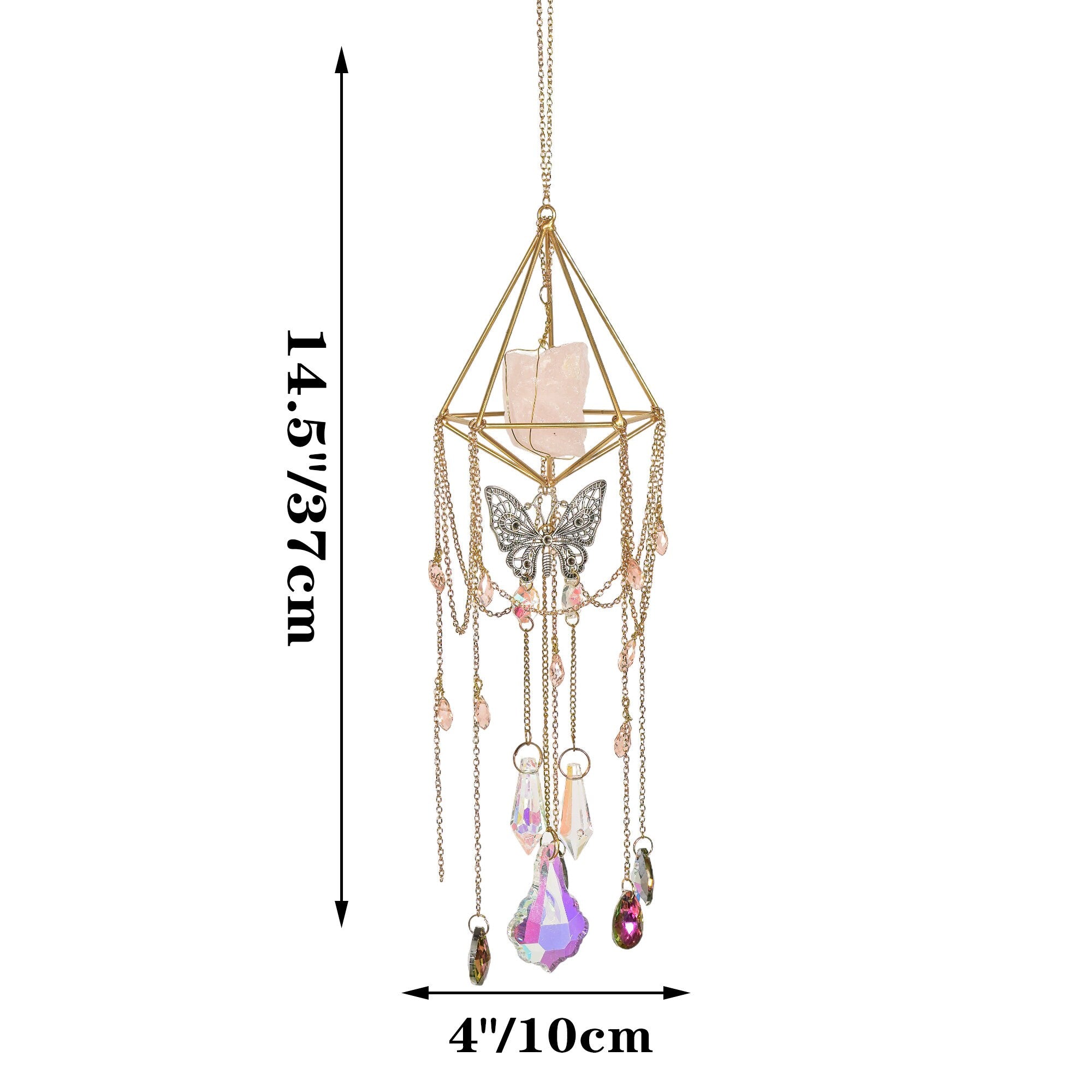 Butterfly suncatcher, Hanging Crystal Suncatcher, Prism Sun Catcher, Hanging Crystals and Beads, Garden Decoration,  Gift for Cat Lover