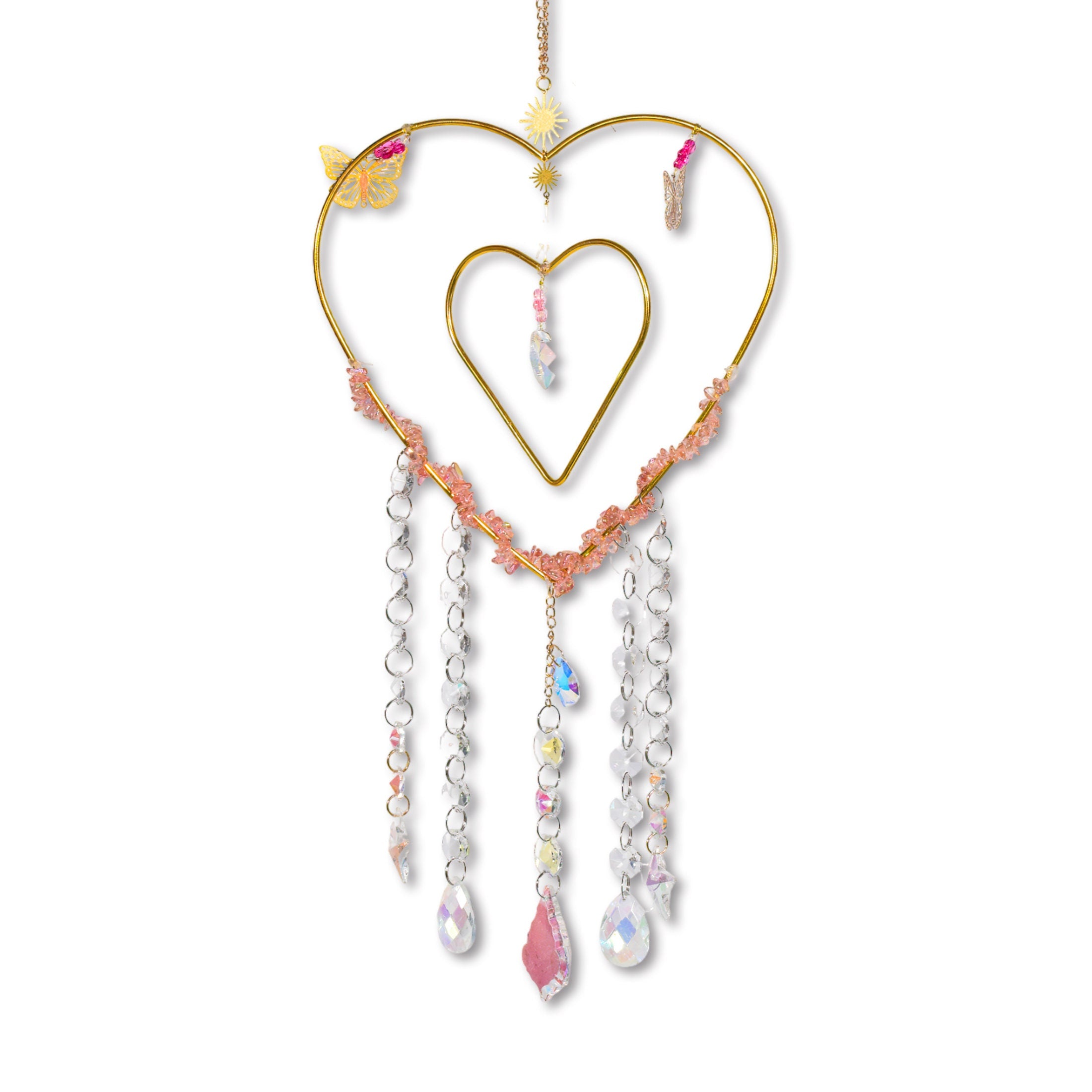 Outdoor Suncatcher, Custom Suncatcher,  Heart Sun Catcher, Hanging Crystals Decoration, Windchime Wall Decor,  Gift for Friend