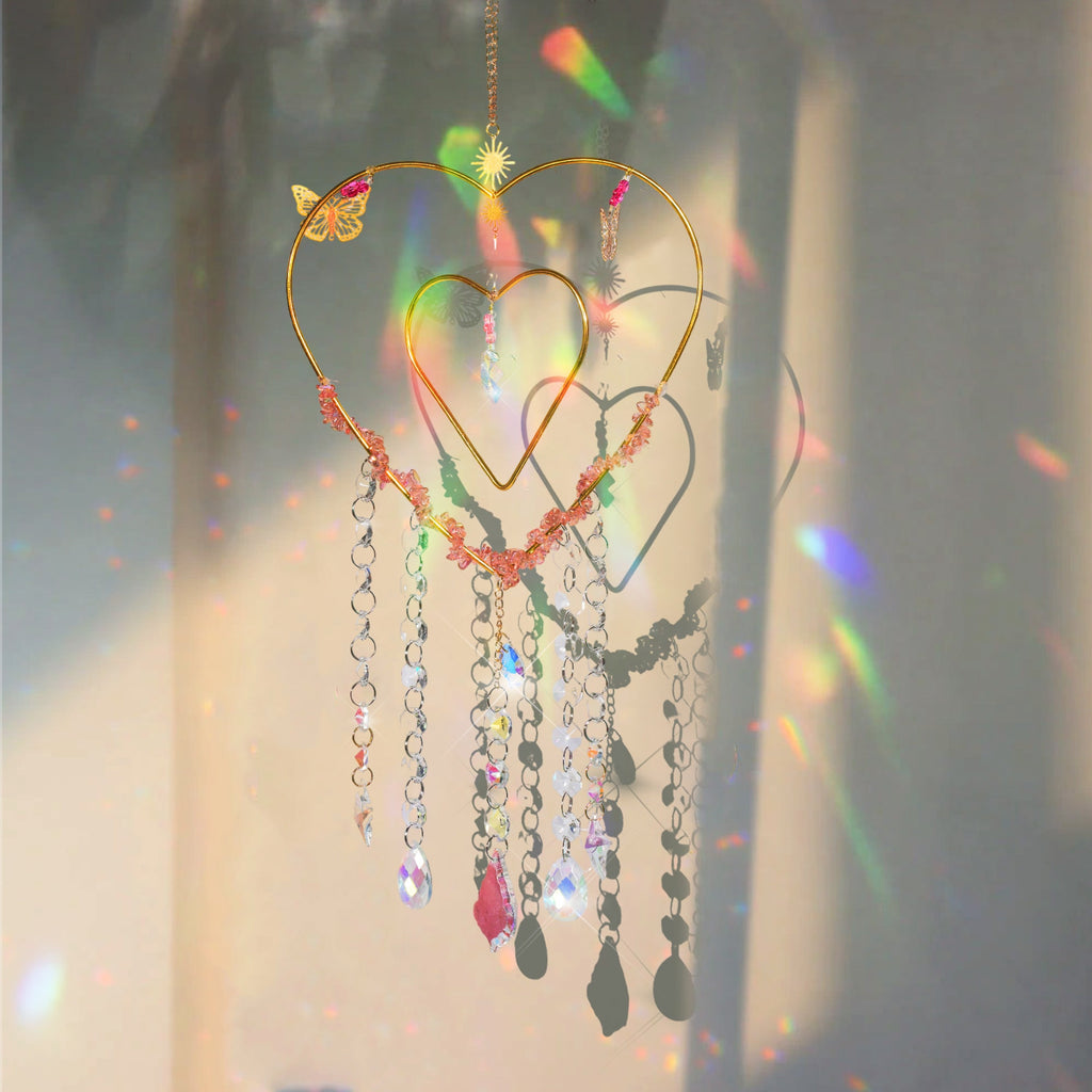Outdoor Suncatcher, Custom Suncatcher,  Heart Sun Catcher, Hanging Crystals Decoration, Windchime Wall Decor,  Gift for Friend