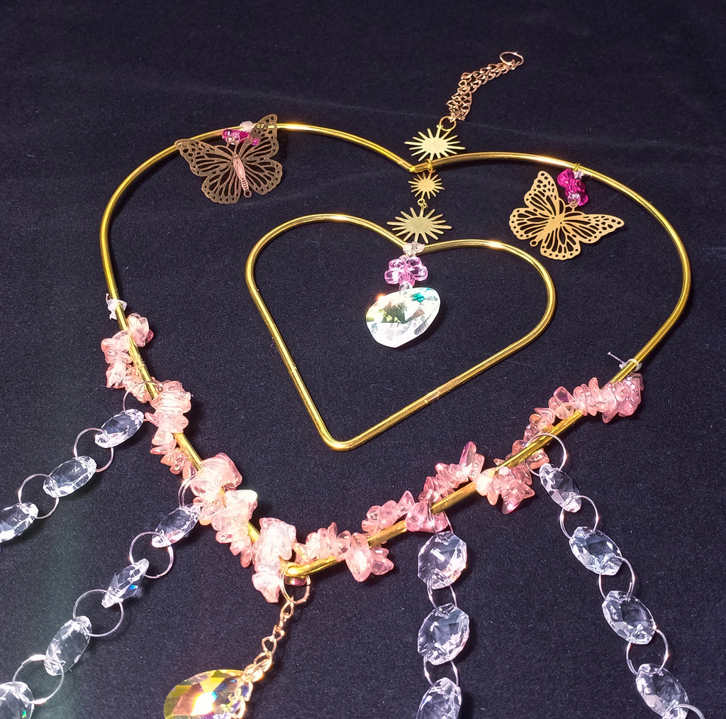 Outdoor Suncatcher, Custom Suncatcher,  Heart Sun Catcher, Hanging Crystals Decoration, Windchime Wall Decor,  Gift for Friend