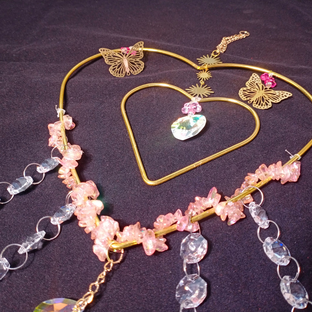 Outdoor Suncatcher, Custom Suncatcher,  Heart Sun Catcher, Hanging Crystals Decoration, Windchime Wall Decor,  Gift for Friend