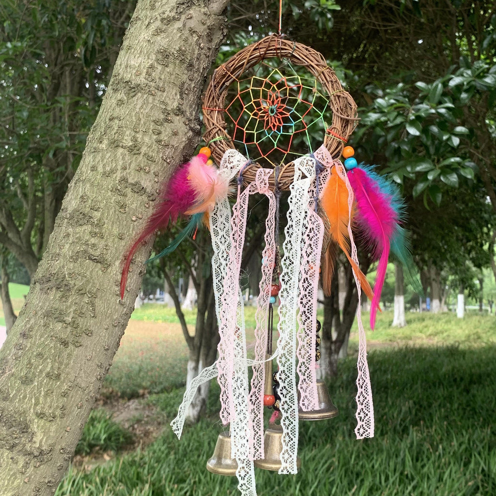 Keeping Good Dreams Chasing Away Bad Dreams, Home Protection, Wicca Dreamcatcher Bells, Witch Bells, Doorknob Hanger, Protection Bells