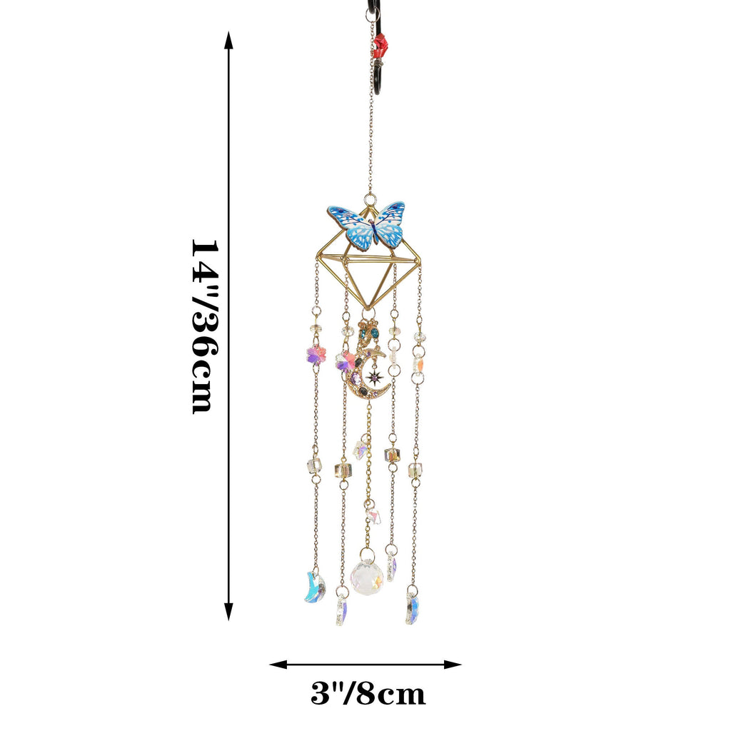 Butterfly Sun Catcher, Suncatcher Mobile,  Suncatcher Plant,  Raw Crystal Suncatcher, Crystal Rainbow Maker, Windchime Wall Decor