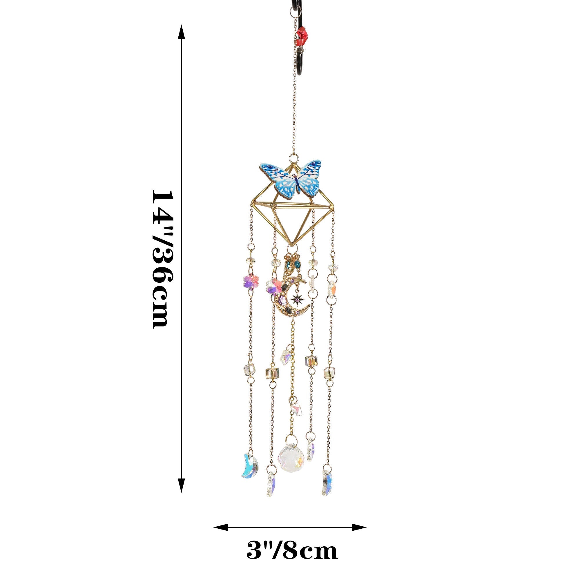 Butterfly Sun Catcher, Suncatcher Mobile,  Suncatcher Plant,  Raw Crystal Suncatcher, Crystal Rainbow Maker, Windchime Wall Decor